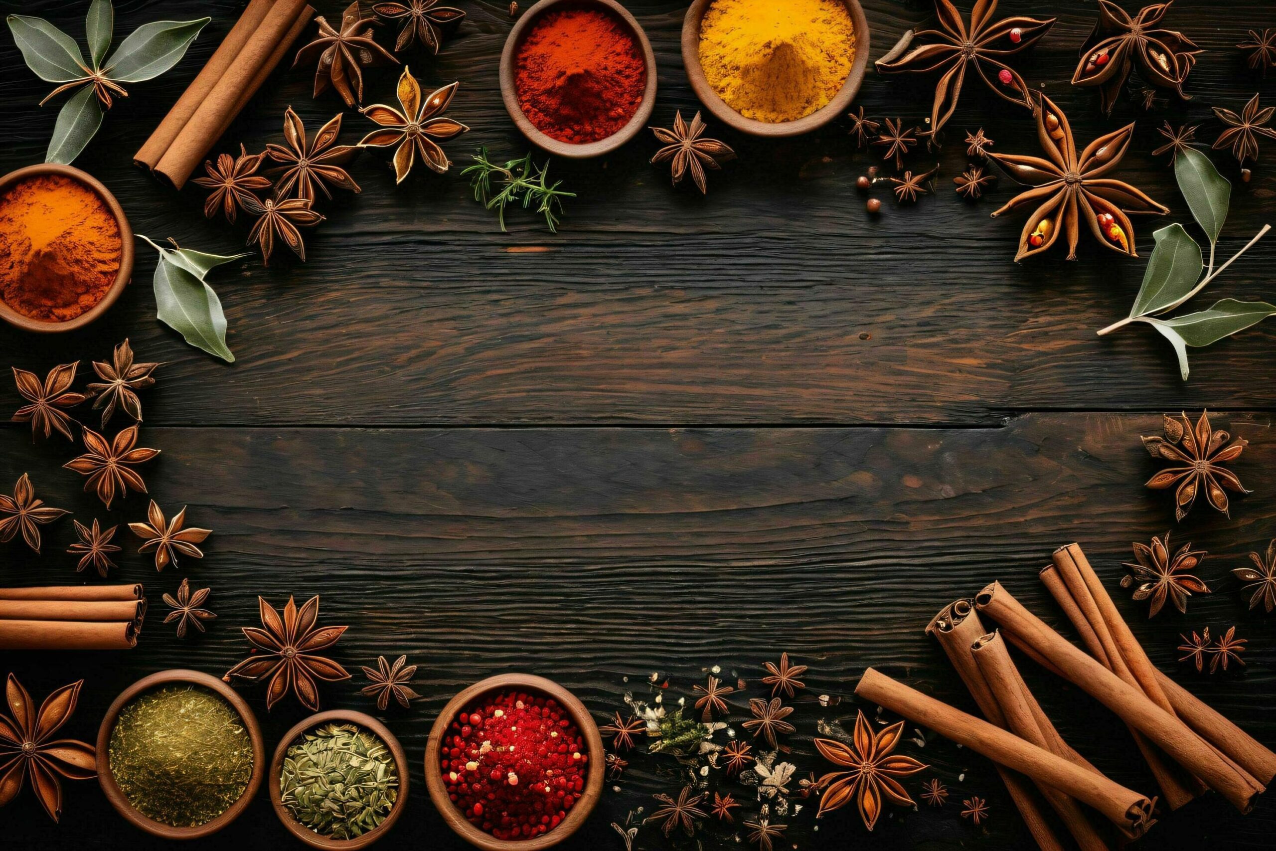 Tabletop Display of Culinary Spices and Herbs Free Photo