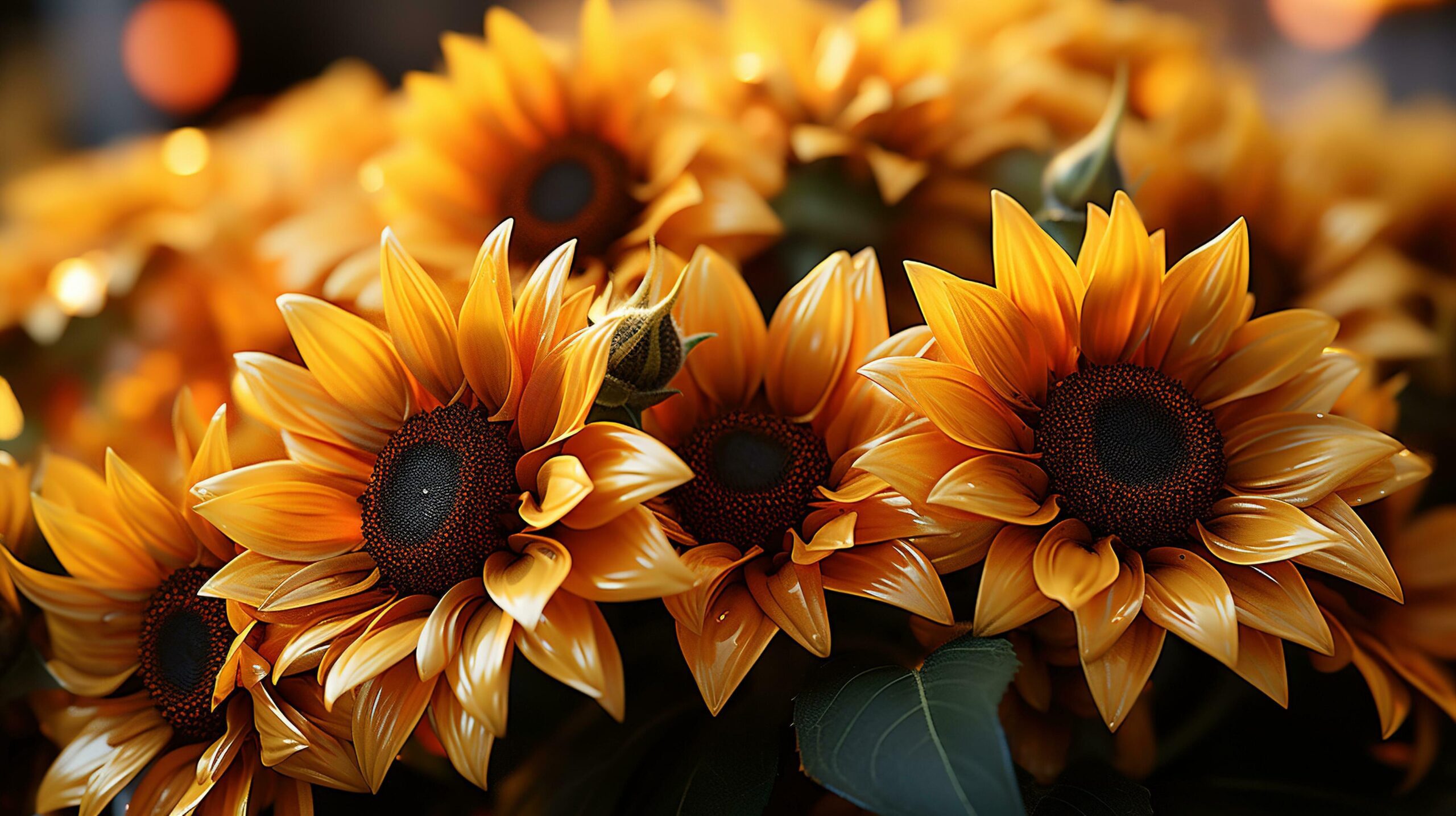 there are many yellow sunflowers in a vase on the table Free Photo