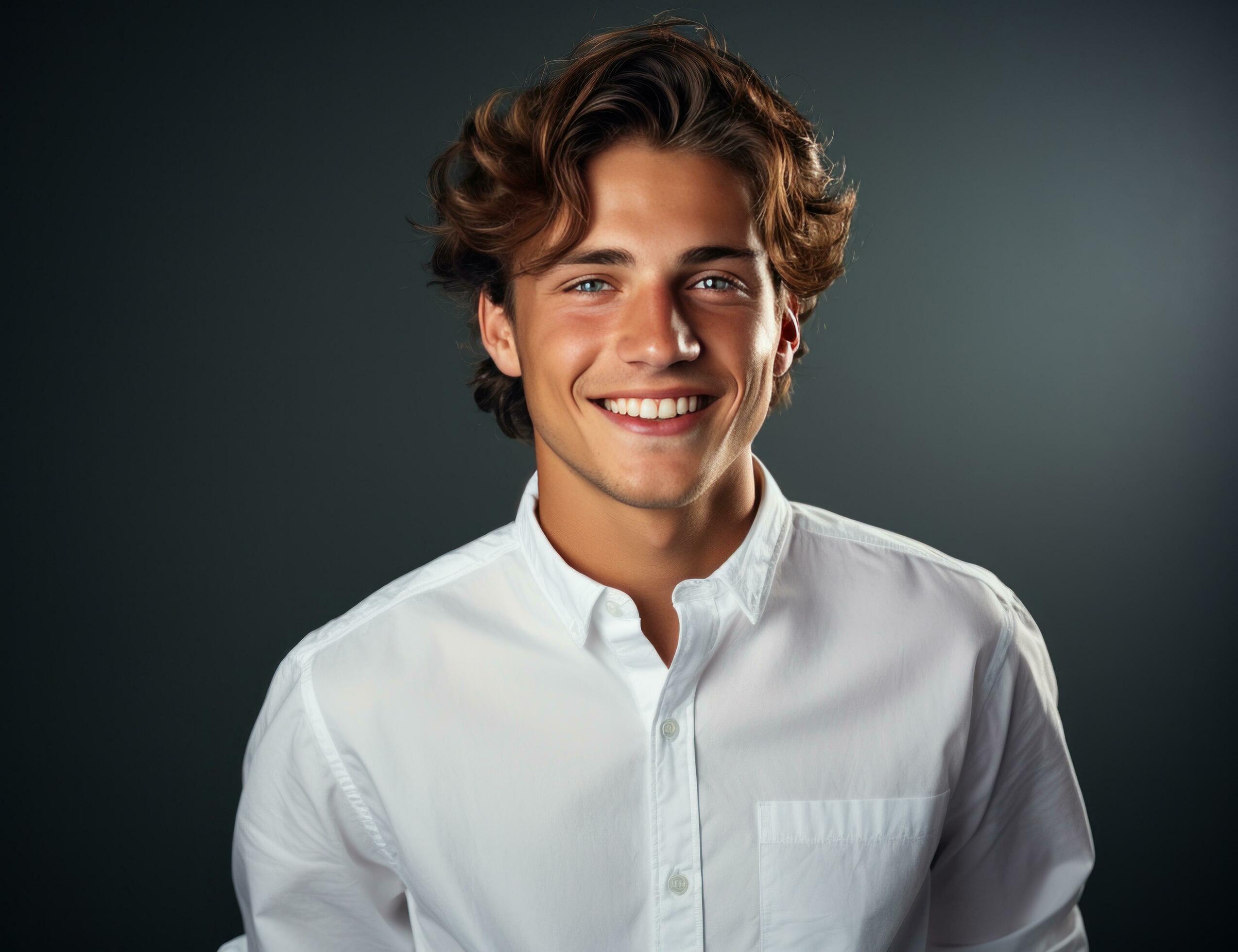 
									smiling portrait of a man dressed in white shirt Free Photo