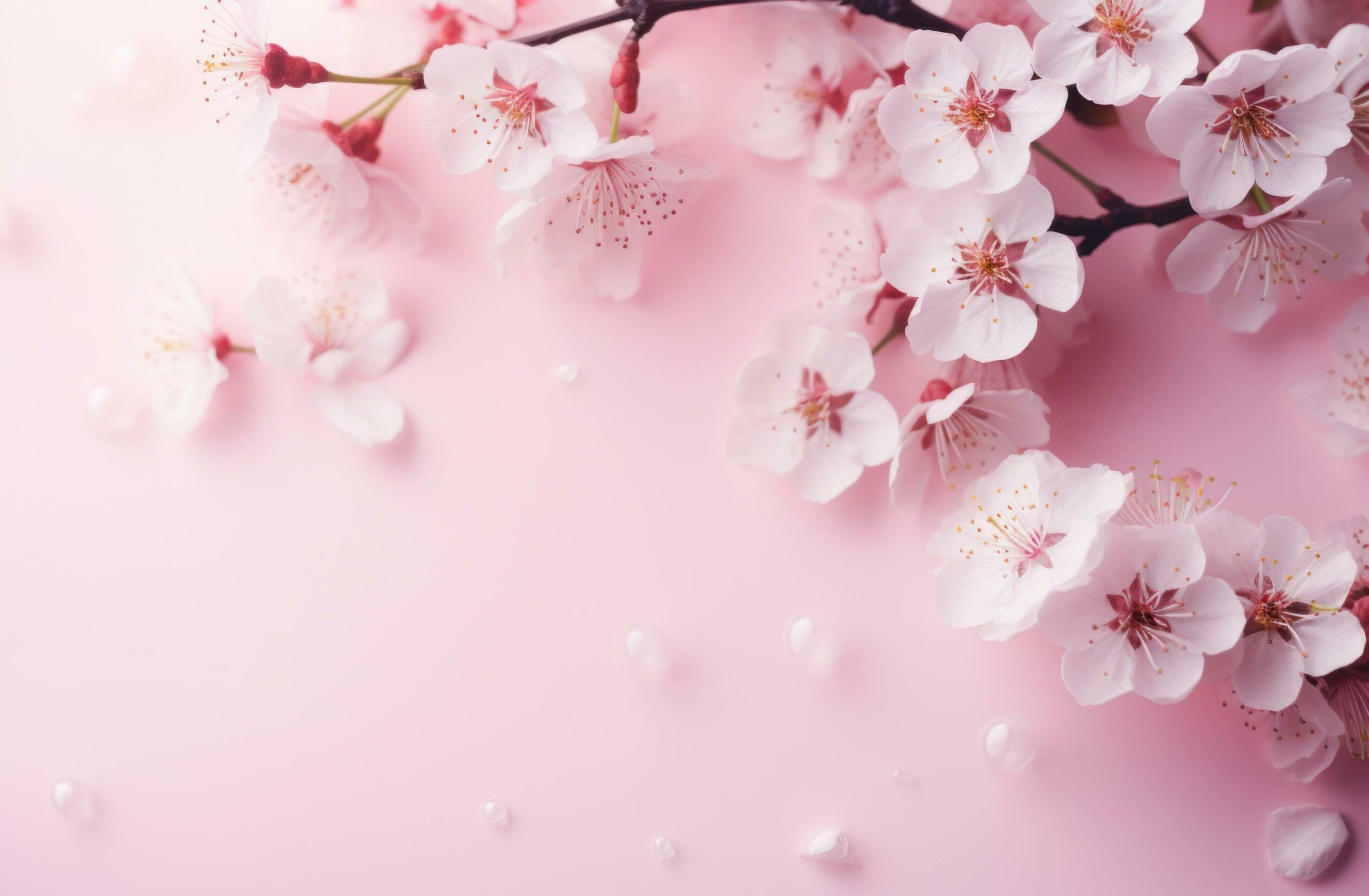 cherry blossoms on pink background Free Photo