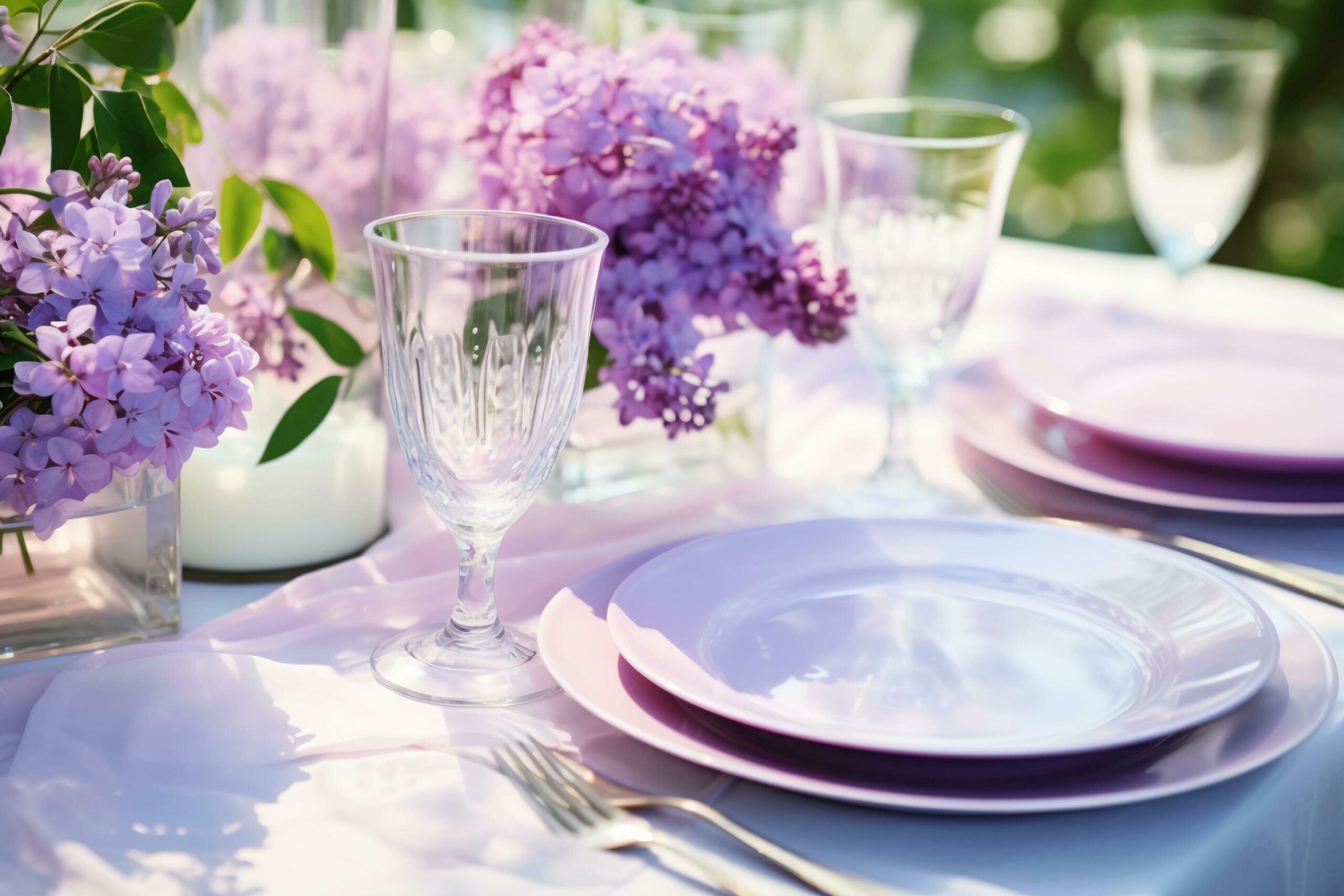 Lilac Dreams Beautifully Set Wedding Table in Periwinkle Accents Free Photo