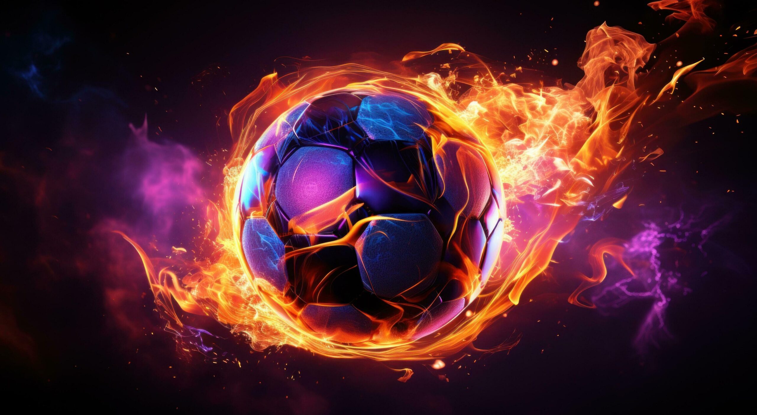 gif image of soccer ball with fire behind it Free Photo