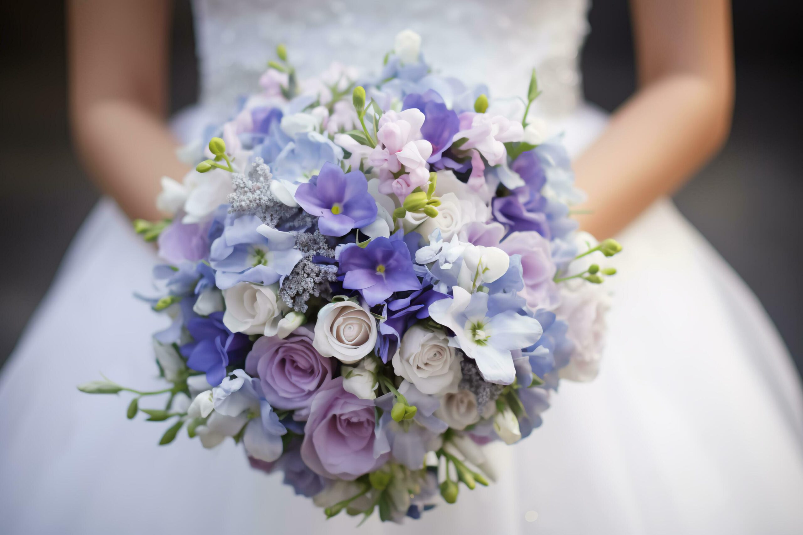 Bridal Harmony Periwinkle Elegance Captured with Bouquet Free Photo