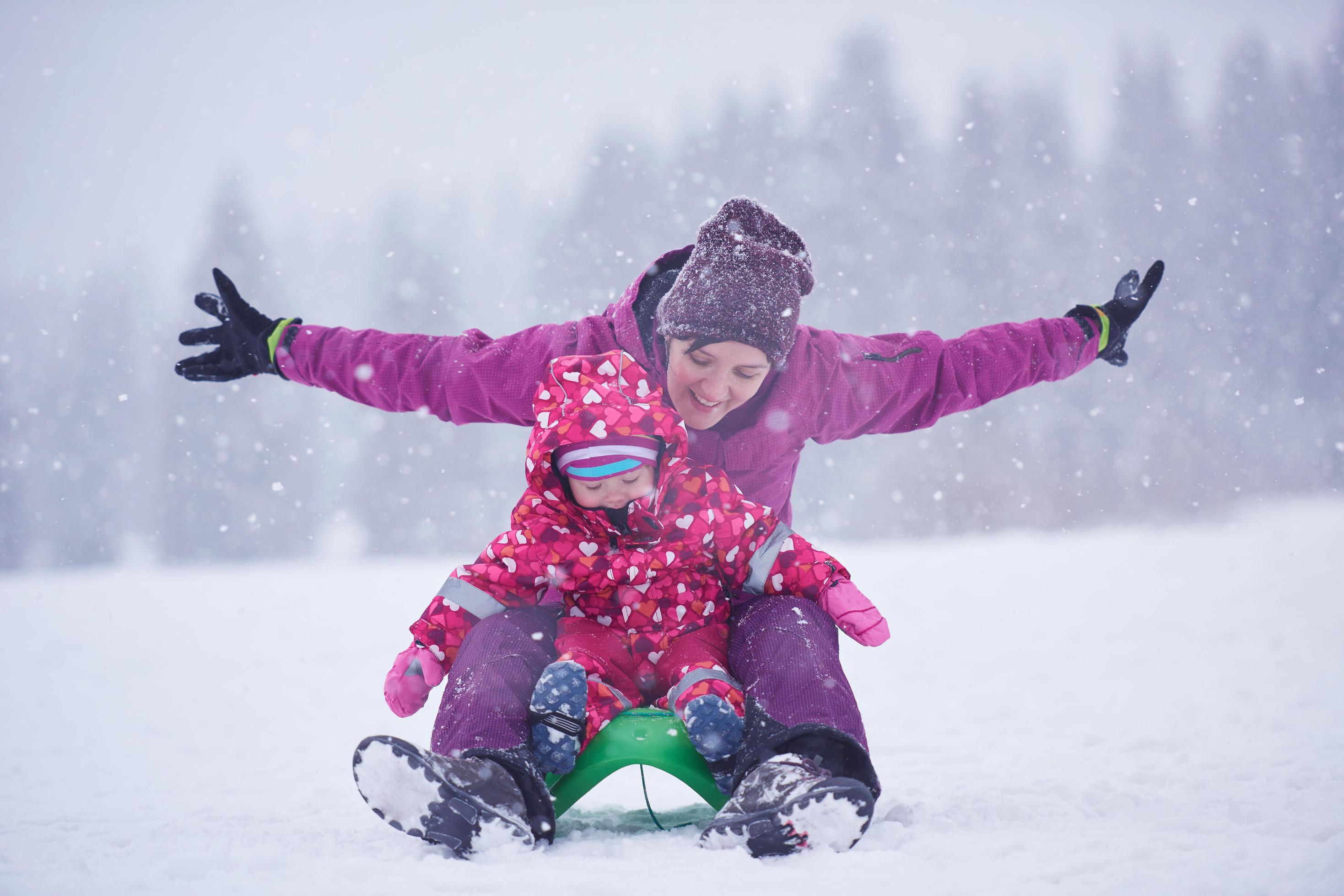 Family in winter landscape Stock Free