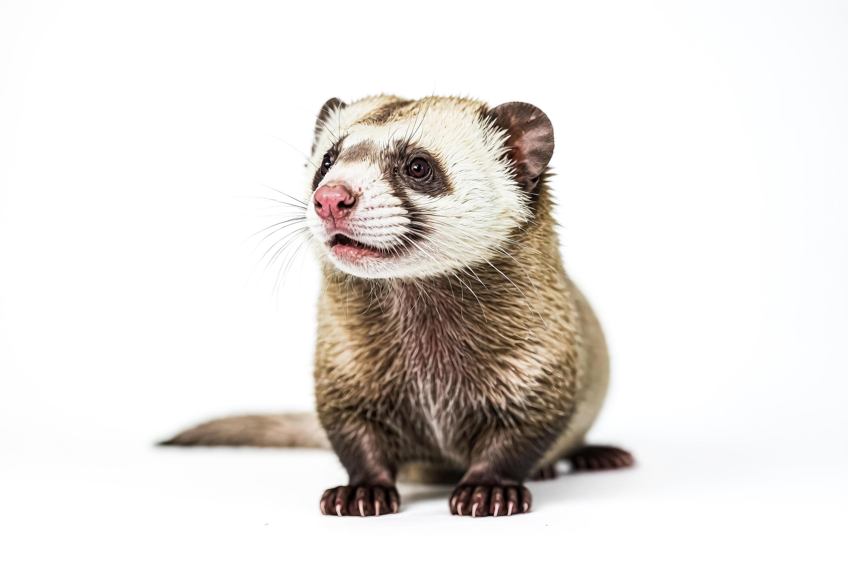 Closeup of a ferret with a white background Stock Free