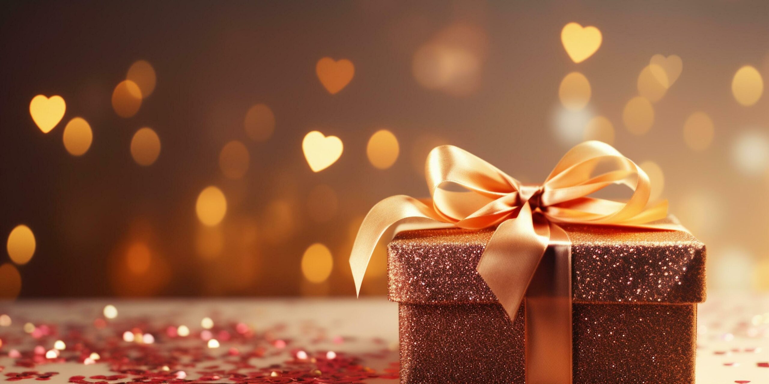 Gift box on bokeh background. Valentines day concept Valentine’s day Generative ai Free Photo