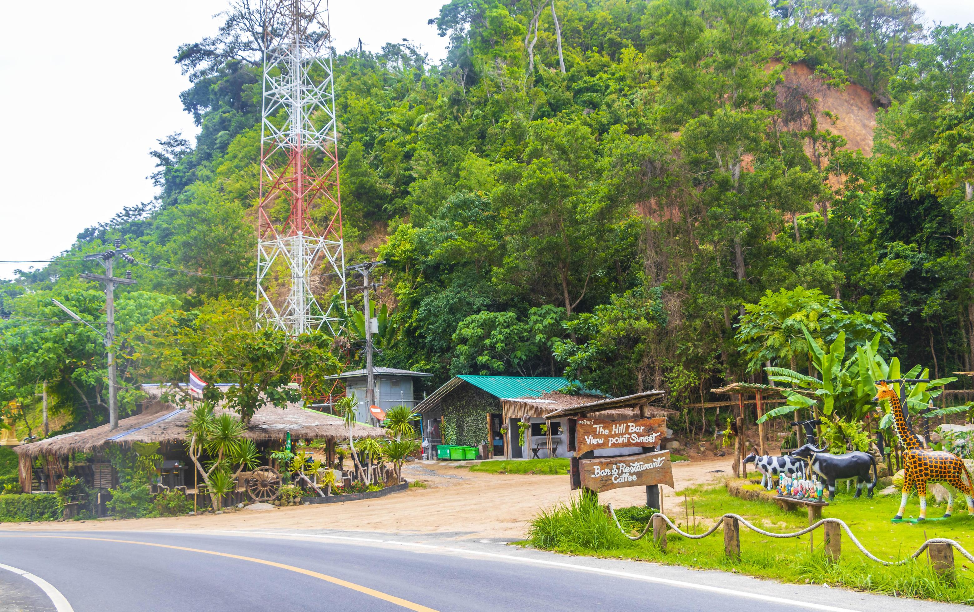 
									Sakhu Phuket Thailand 2018 Landscape cityscape panorama roads cars buildings forest nature Phuket Thailand. Stock Free