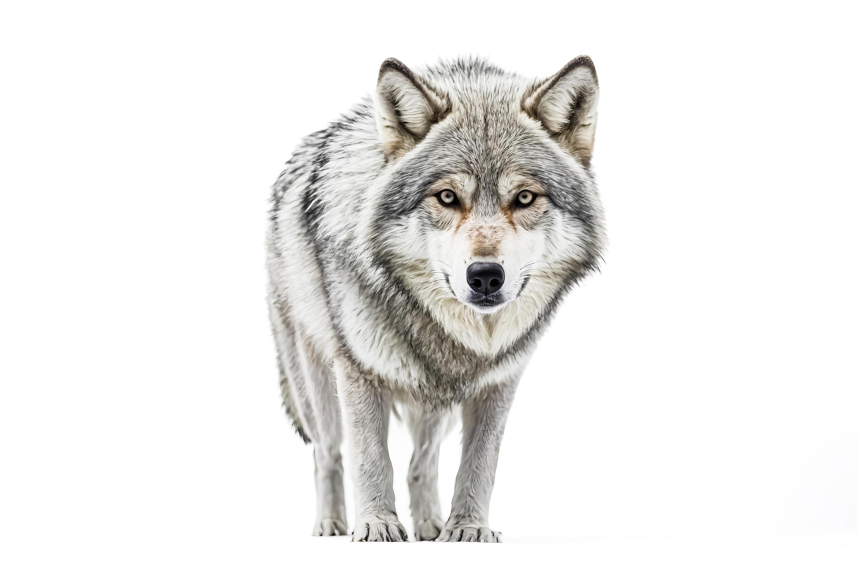 Wolf standing on white background Stock Free