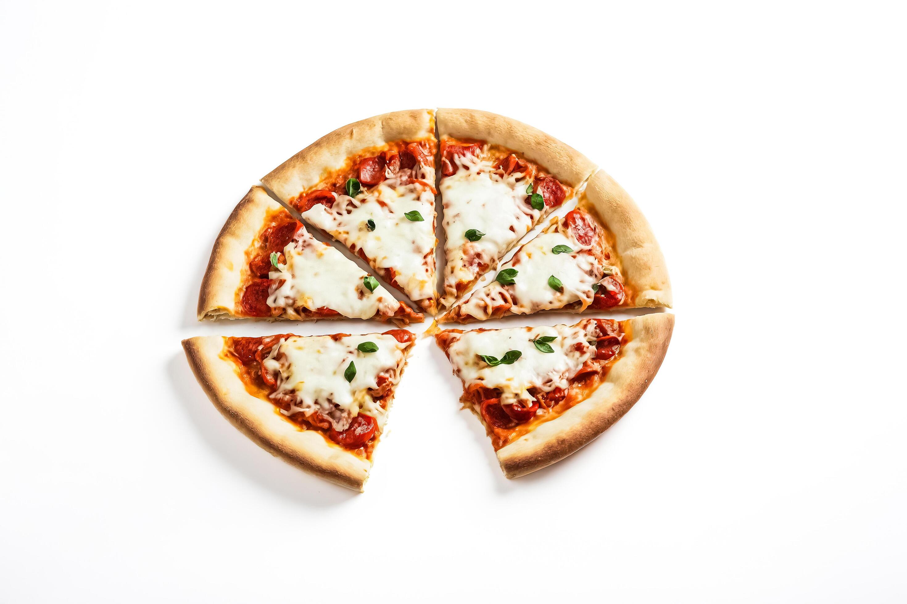 Delicious Pepperoni Pizza Slices on a White Background Stock Free