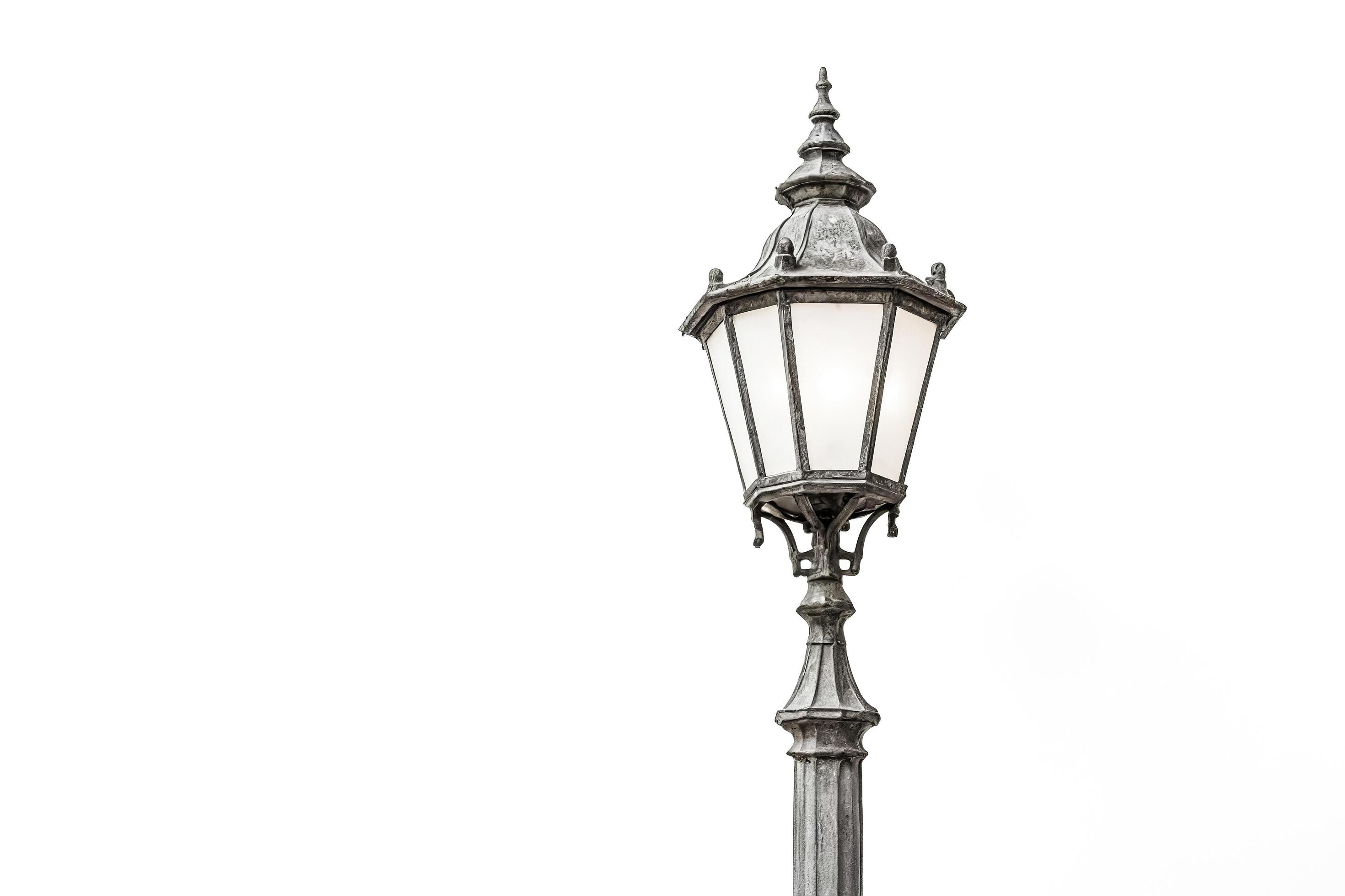 Vintage street lamp post with white background Stock Free