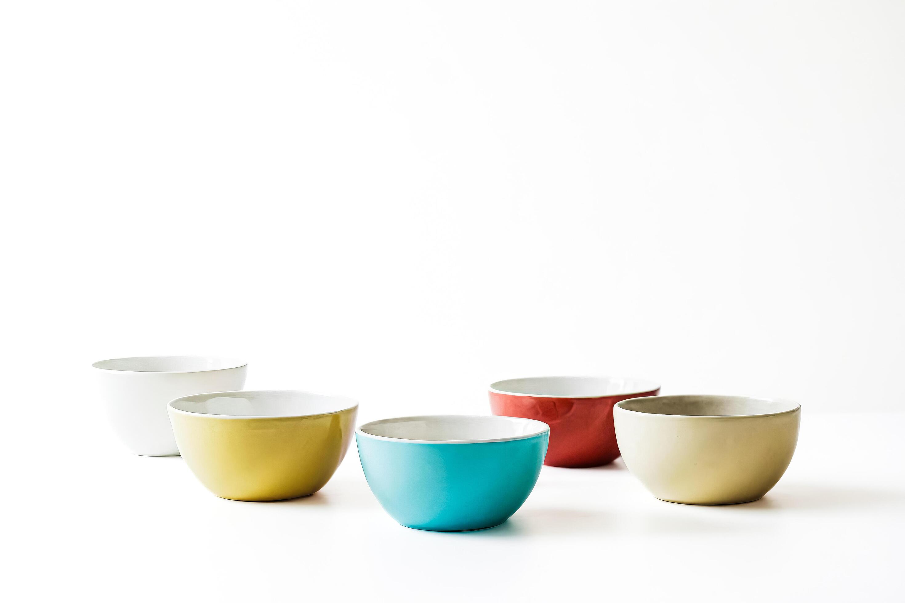 Colorful Bowls on White Background Stock Free