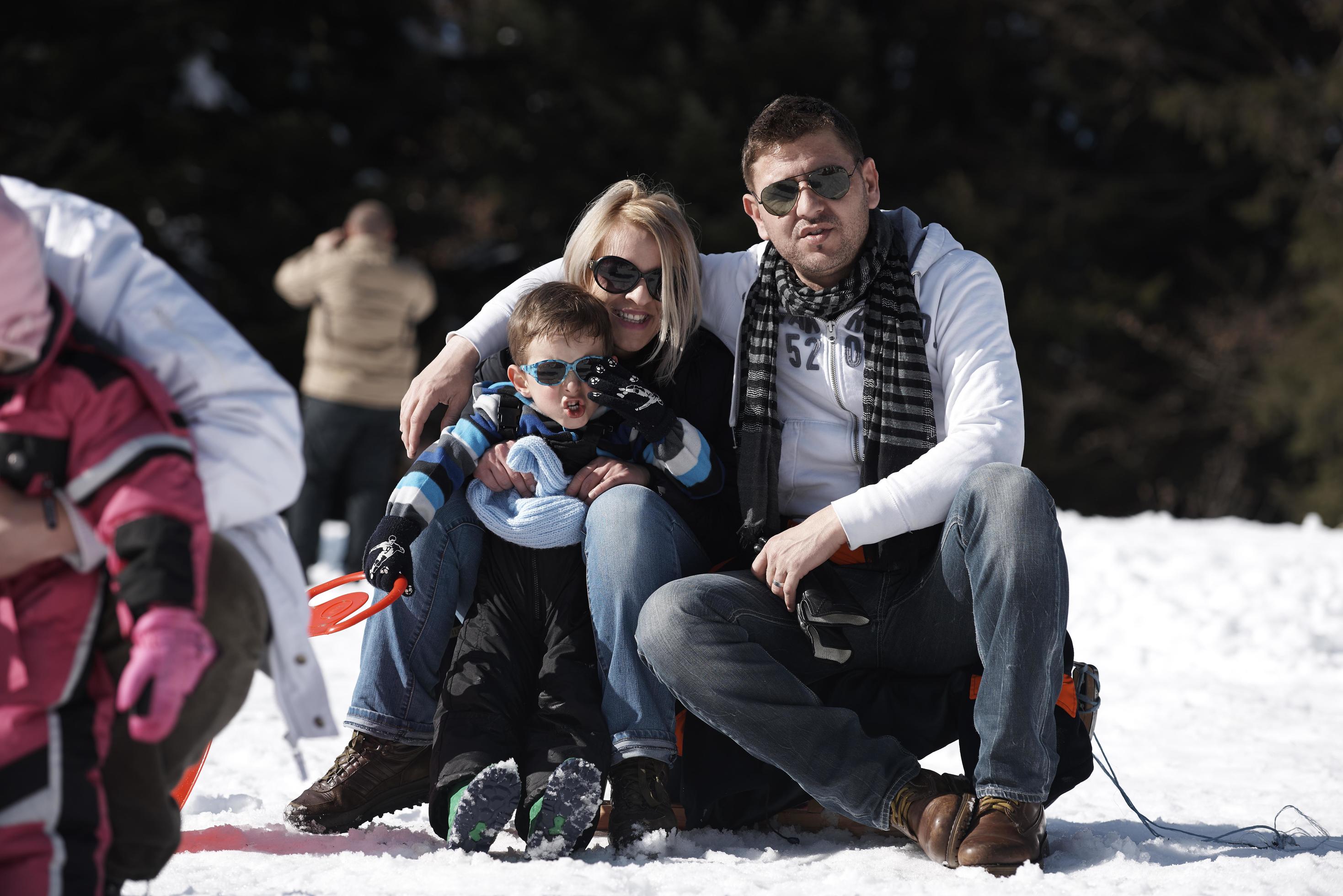 family portrait at beautiful winter day Stock Free