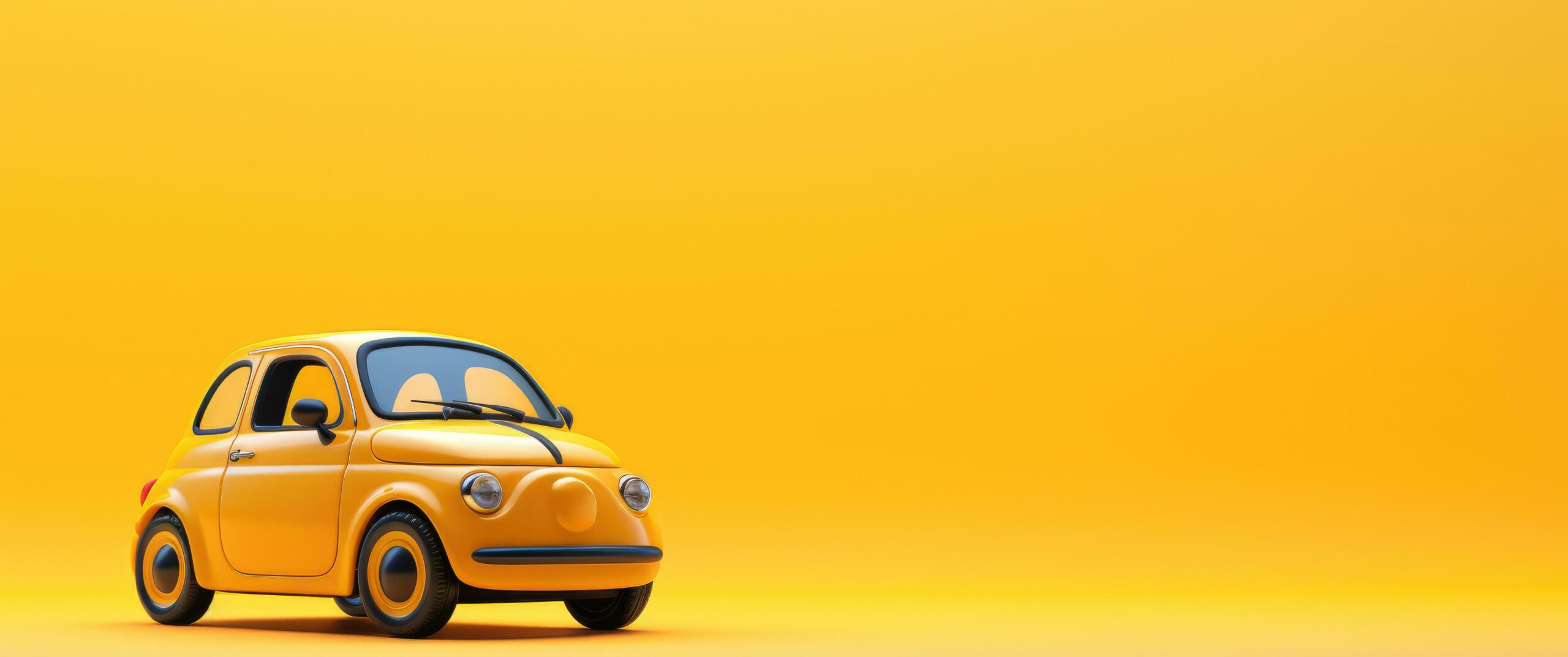 a small car is on top of a yellow background and has the heart shaped on top of it Free Photo