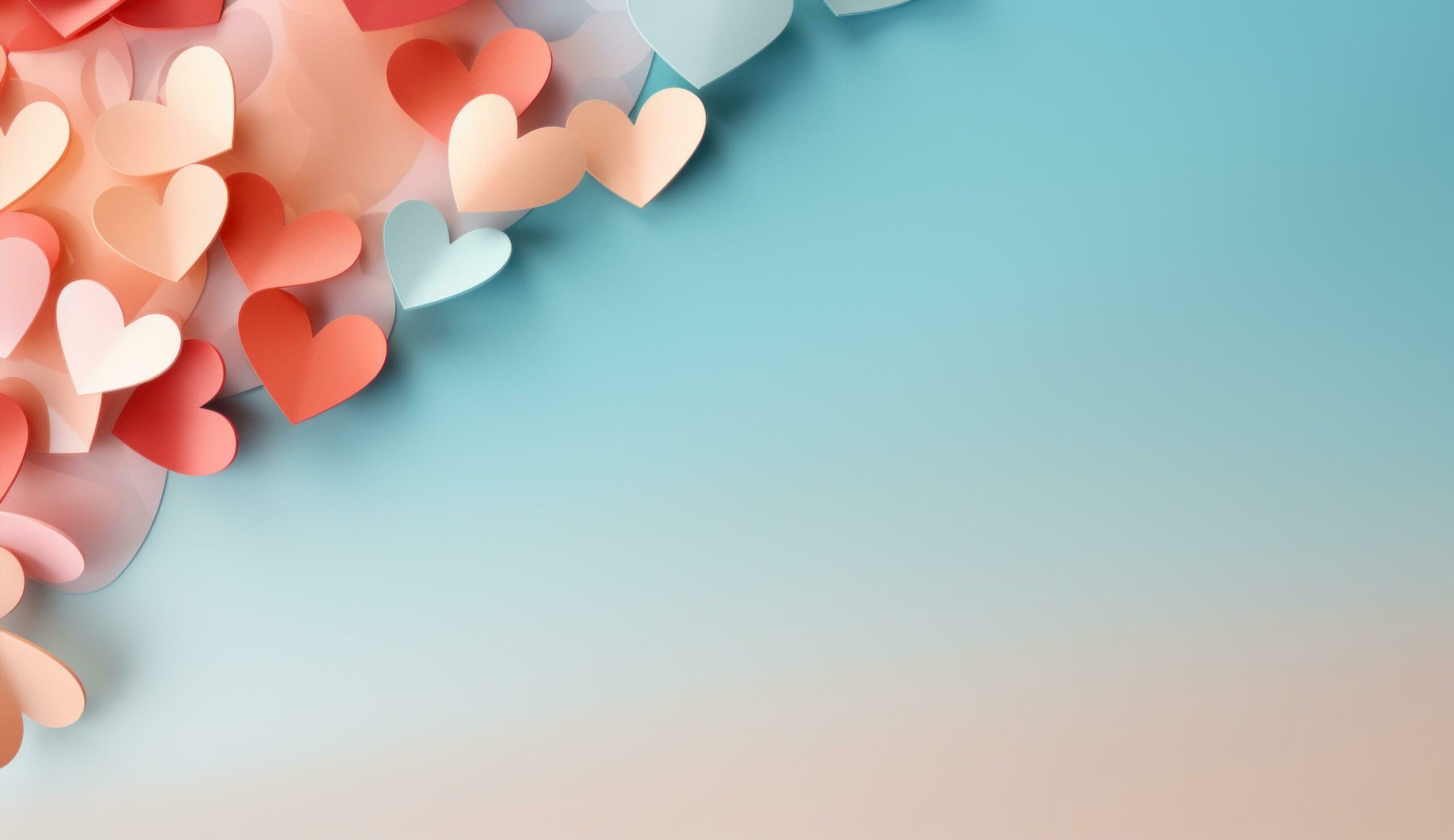 light pink and blue abstract hearts against a blue background Free Photo