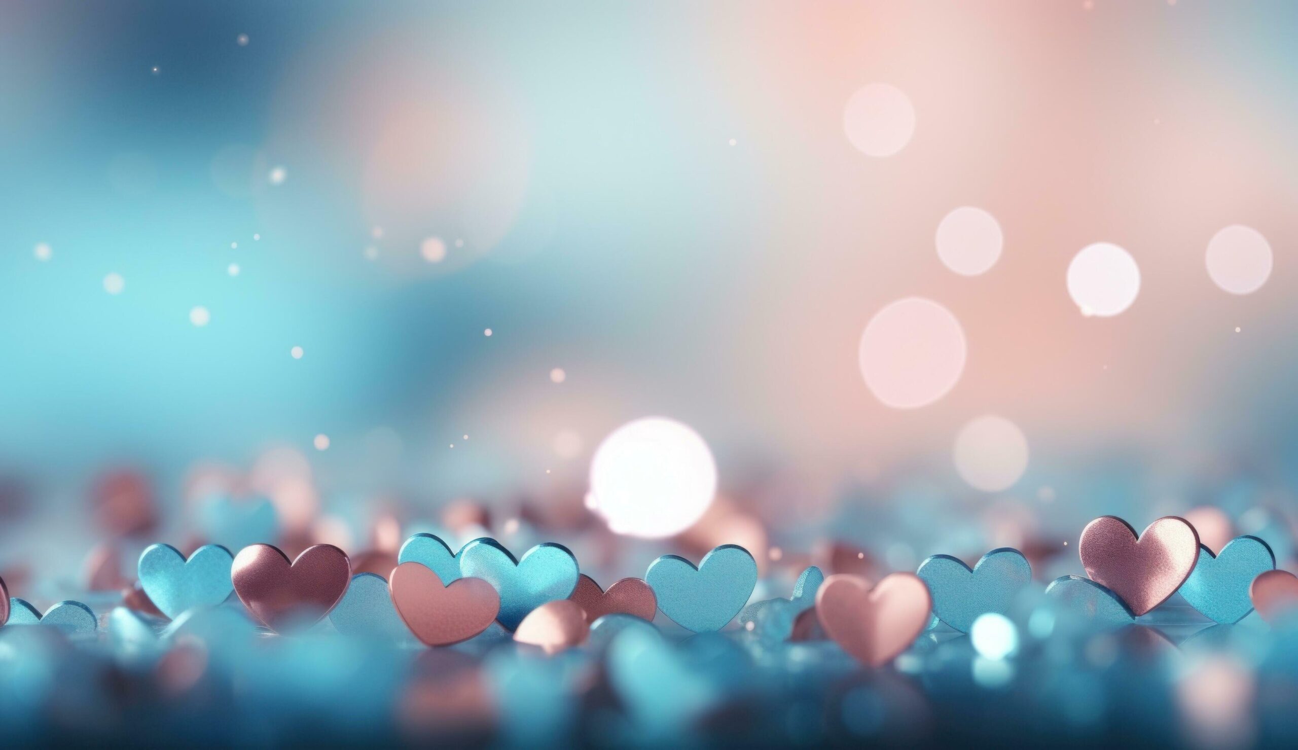 blue and blue bokeh heart valentines day background Free Photo