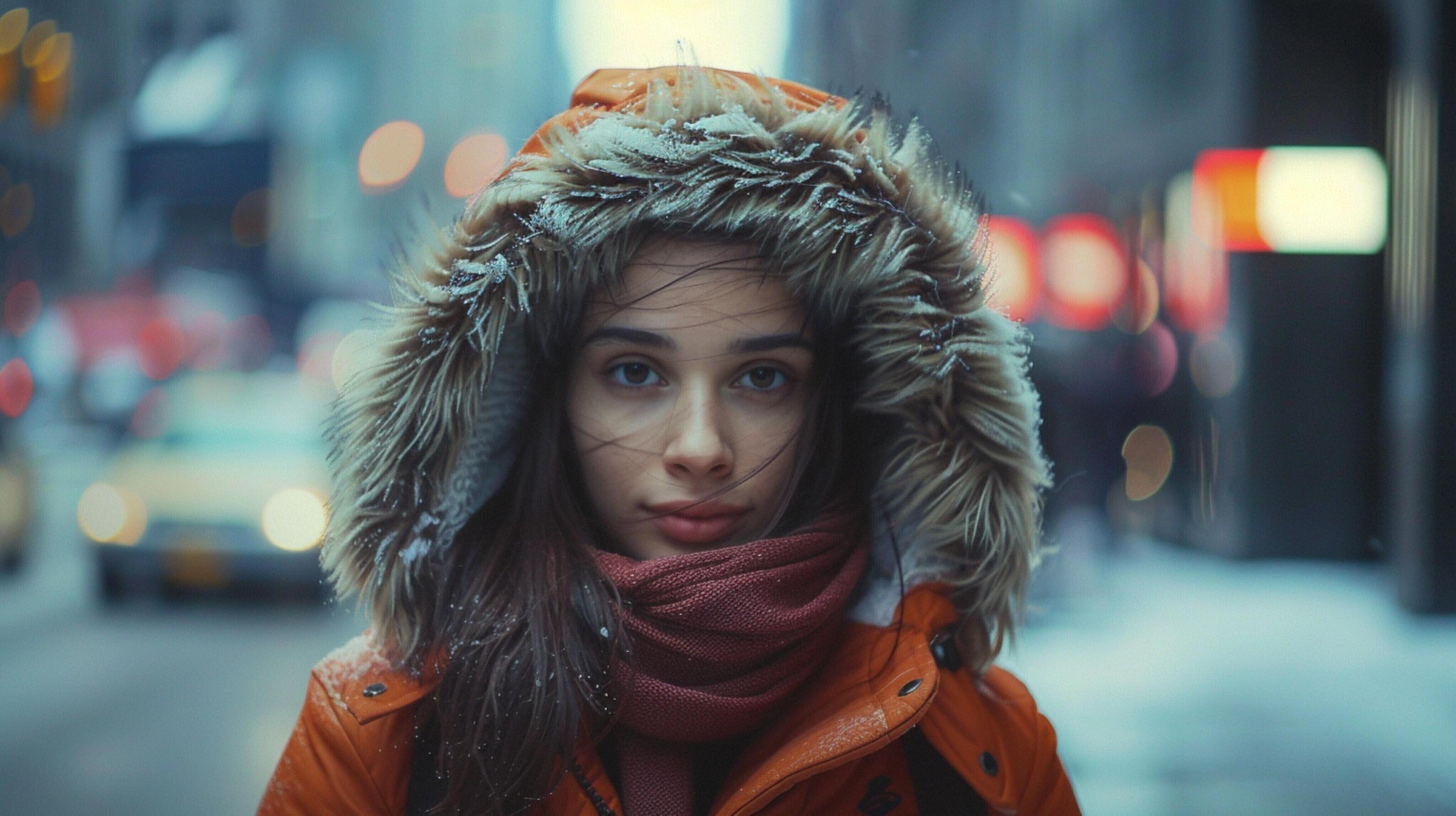 young woman walking in the city confident Stock Free