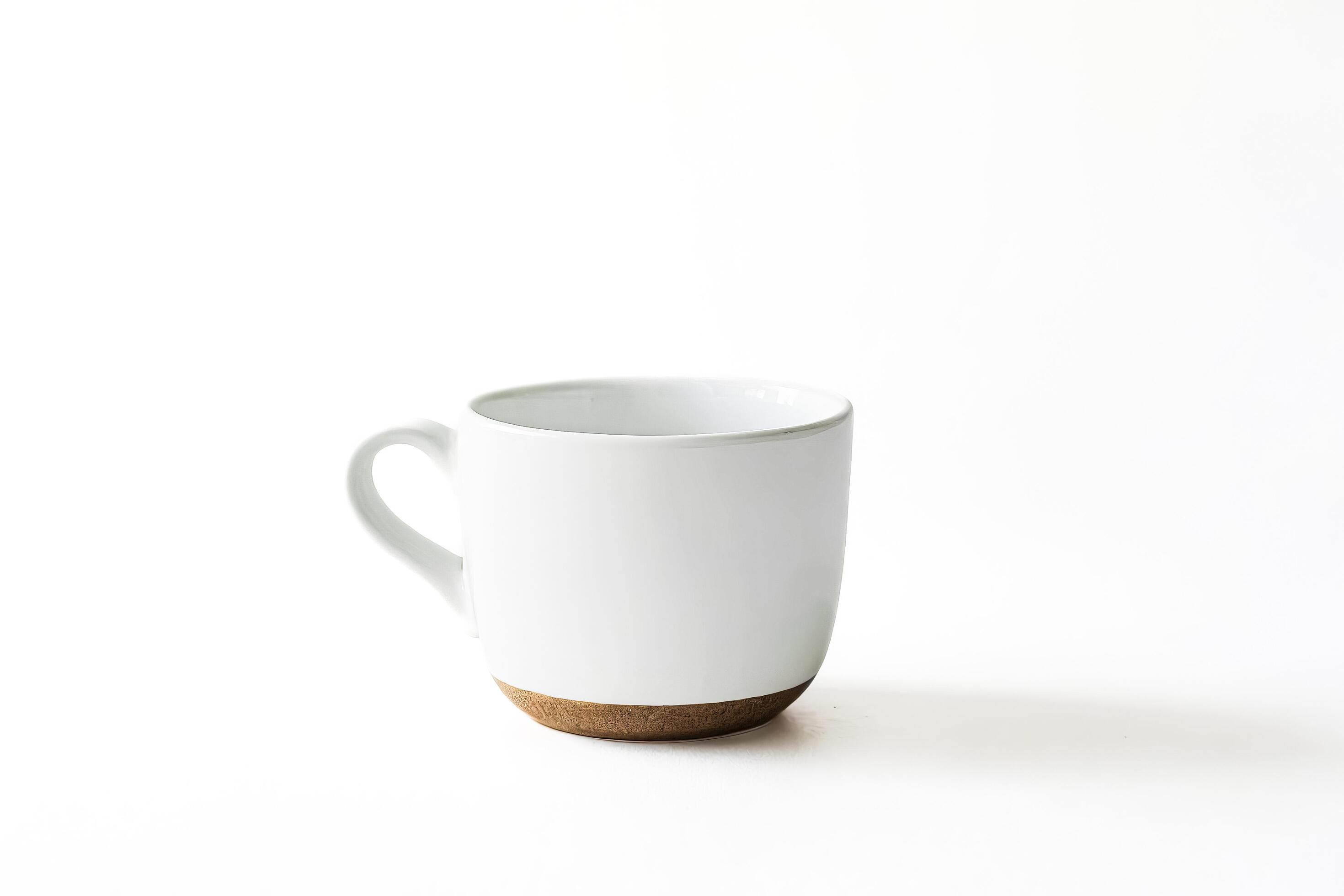 White Mug with Brown Base on White Background Stock Free