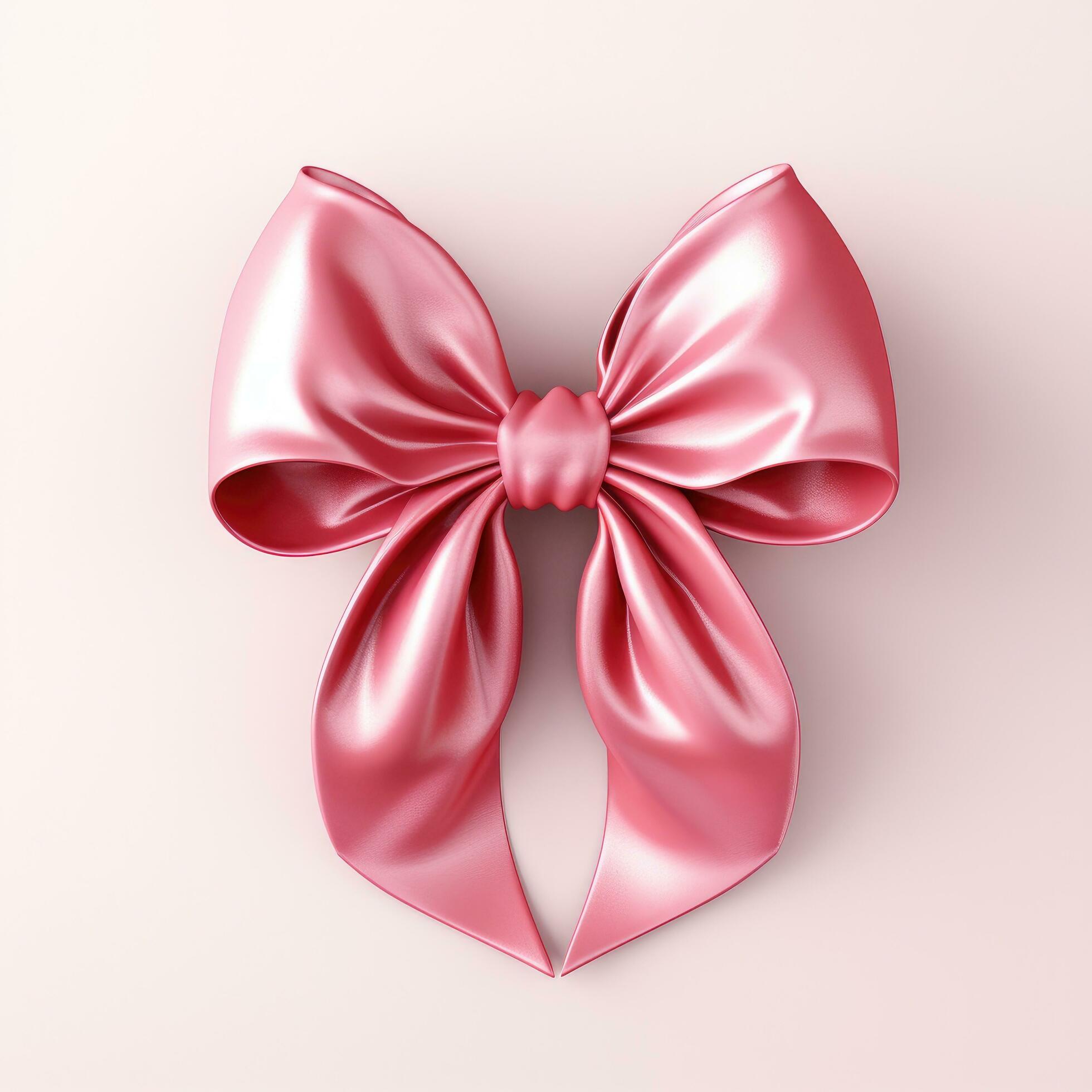 pink bow on white background Free Photo