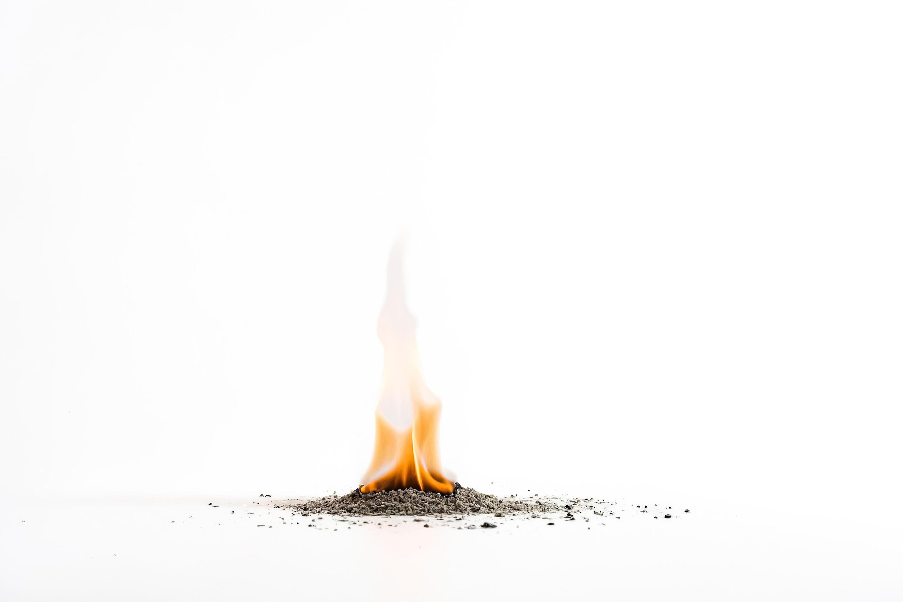 Small Fire Burning on White Background Stock Free