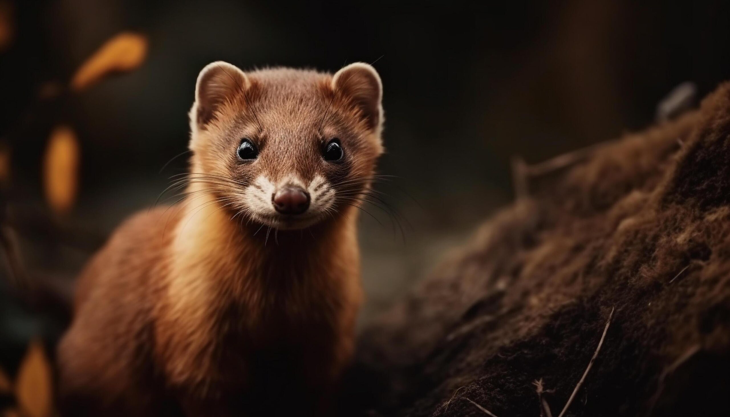 Cute mammal, small and furry, looking at camera in nature generated by AI Free Photo