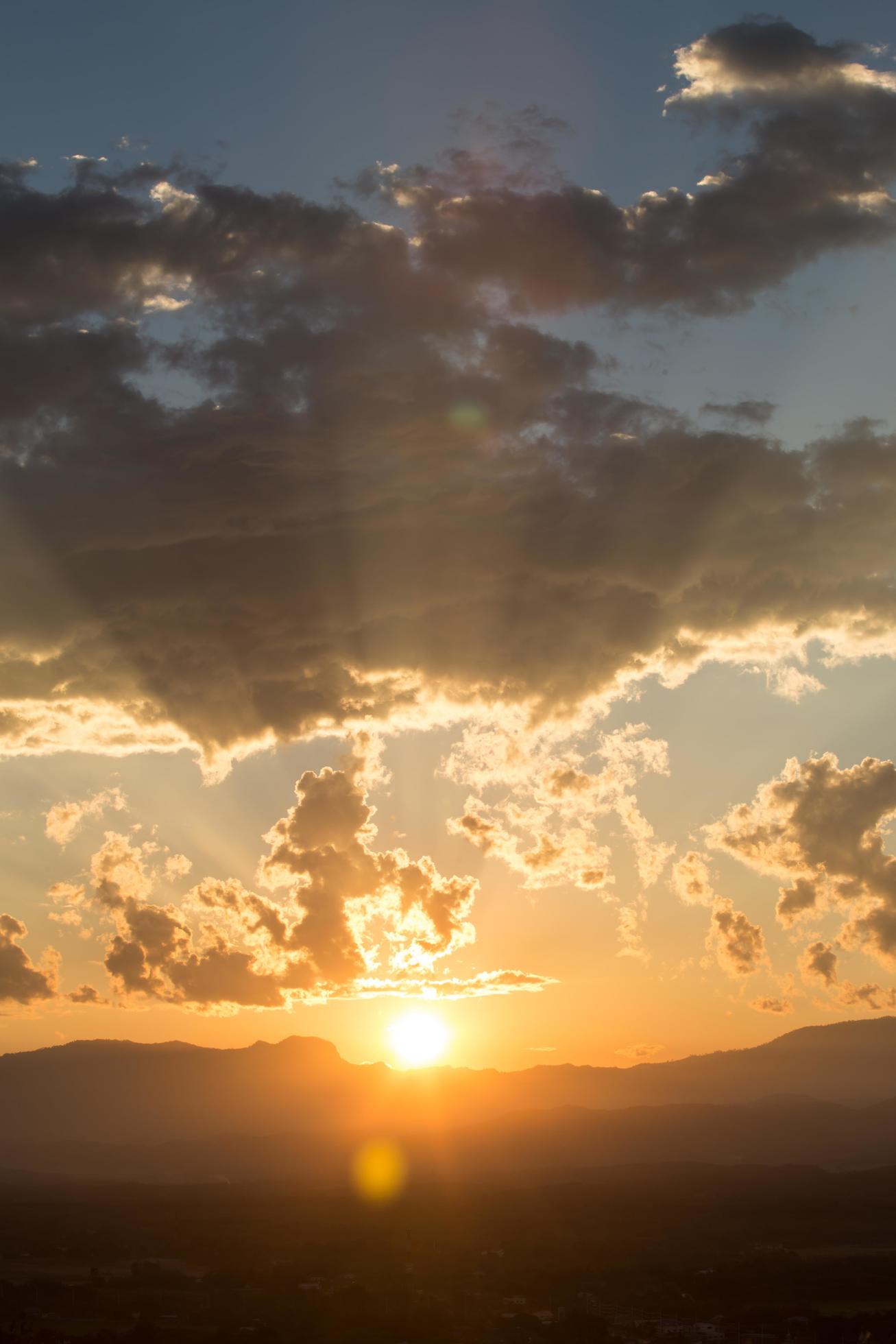 sunrise with clouds, light and rays Stock Free