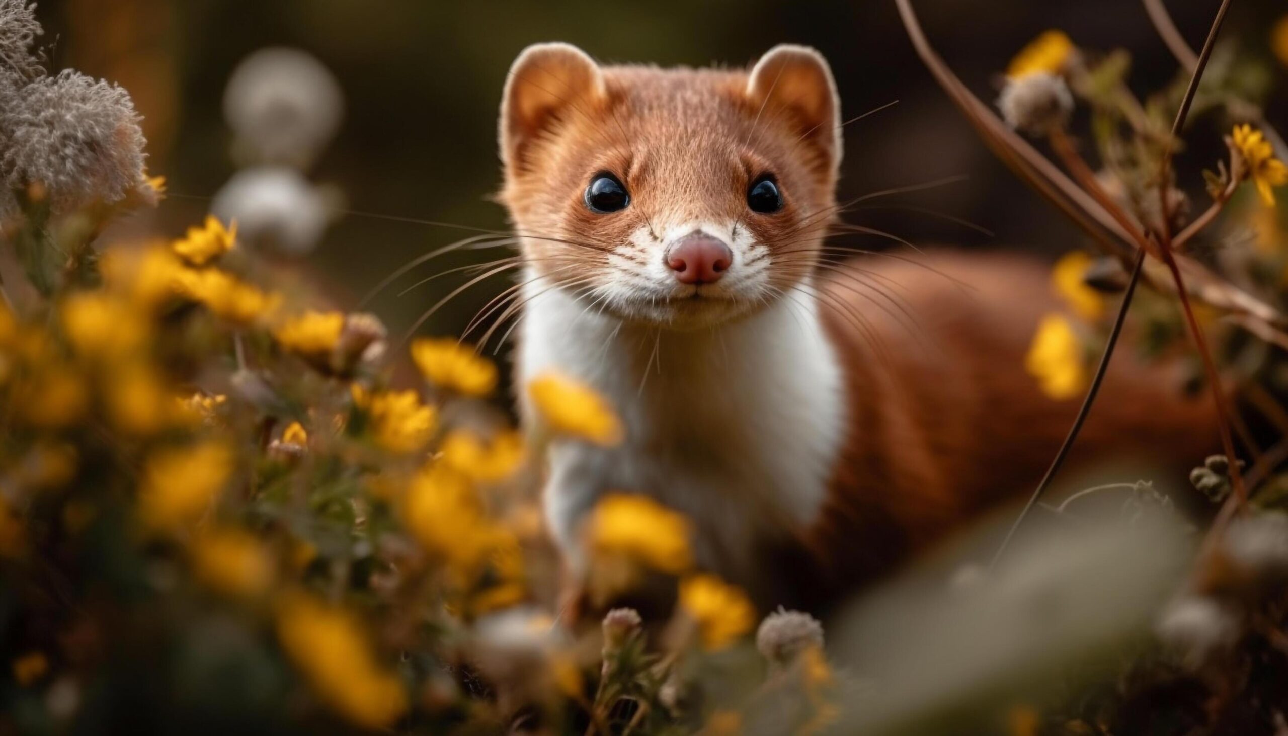 Cute mammal, small and fluffy, sitting in green meadow generated by AI Free Photo