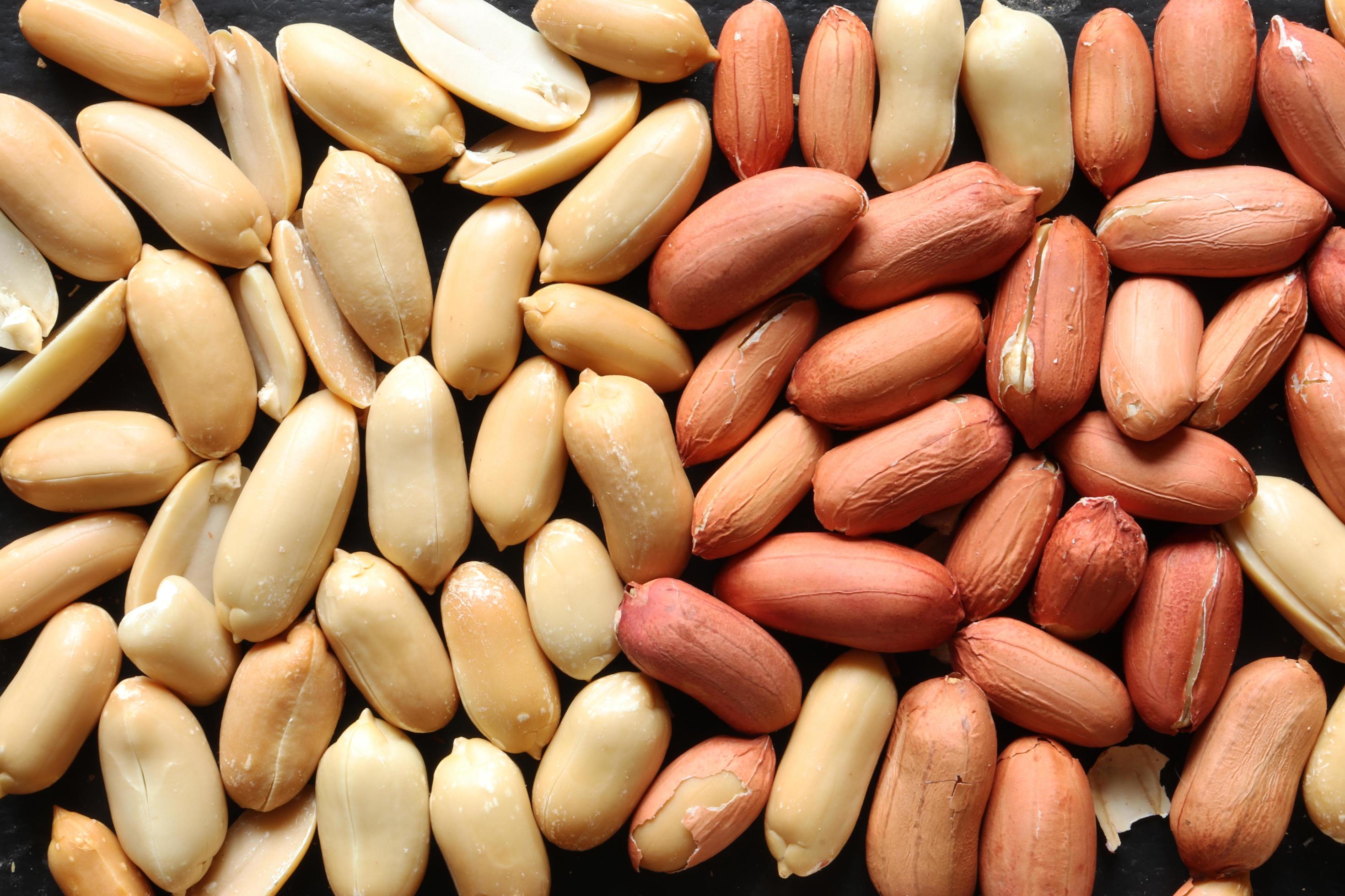 
									Shelled peanuts for food background Stock Free