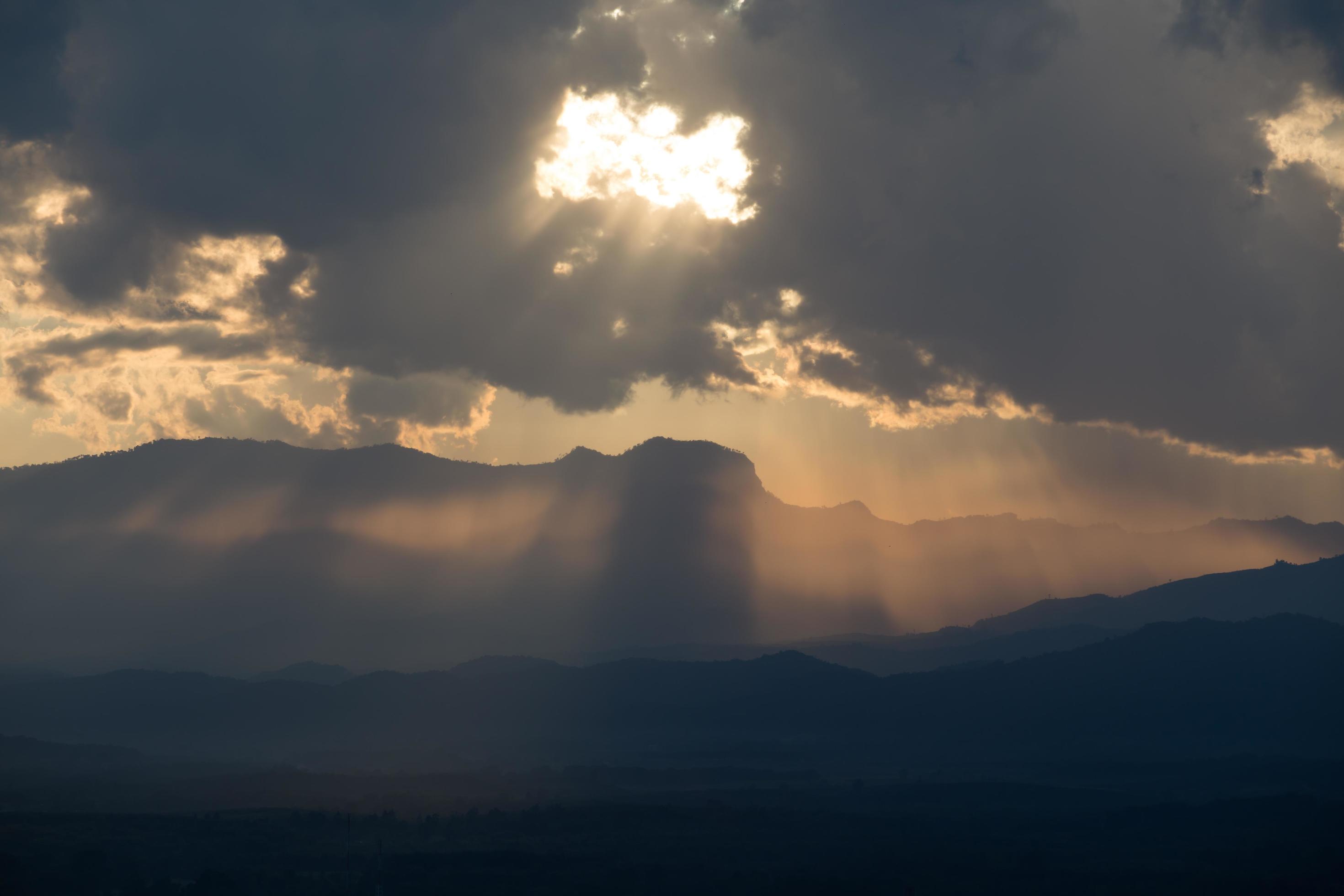 sunrise with clouds, light and rays Stock Free