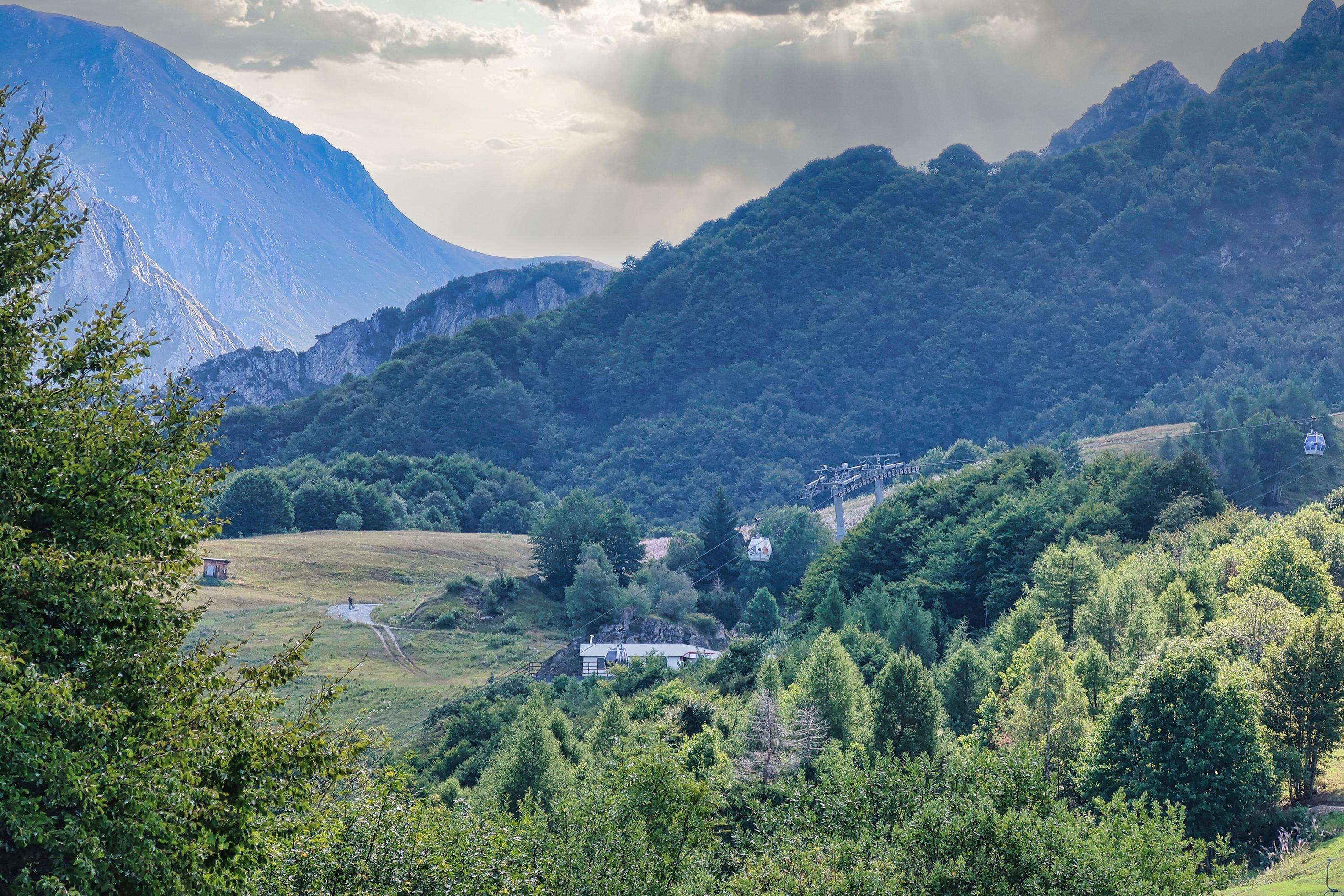 landscapes of the mountain of Limone piemonte, in the Piedmontese alps during a trekking in August. summer 2022 Stock Free