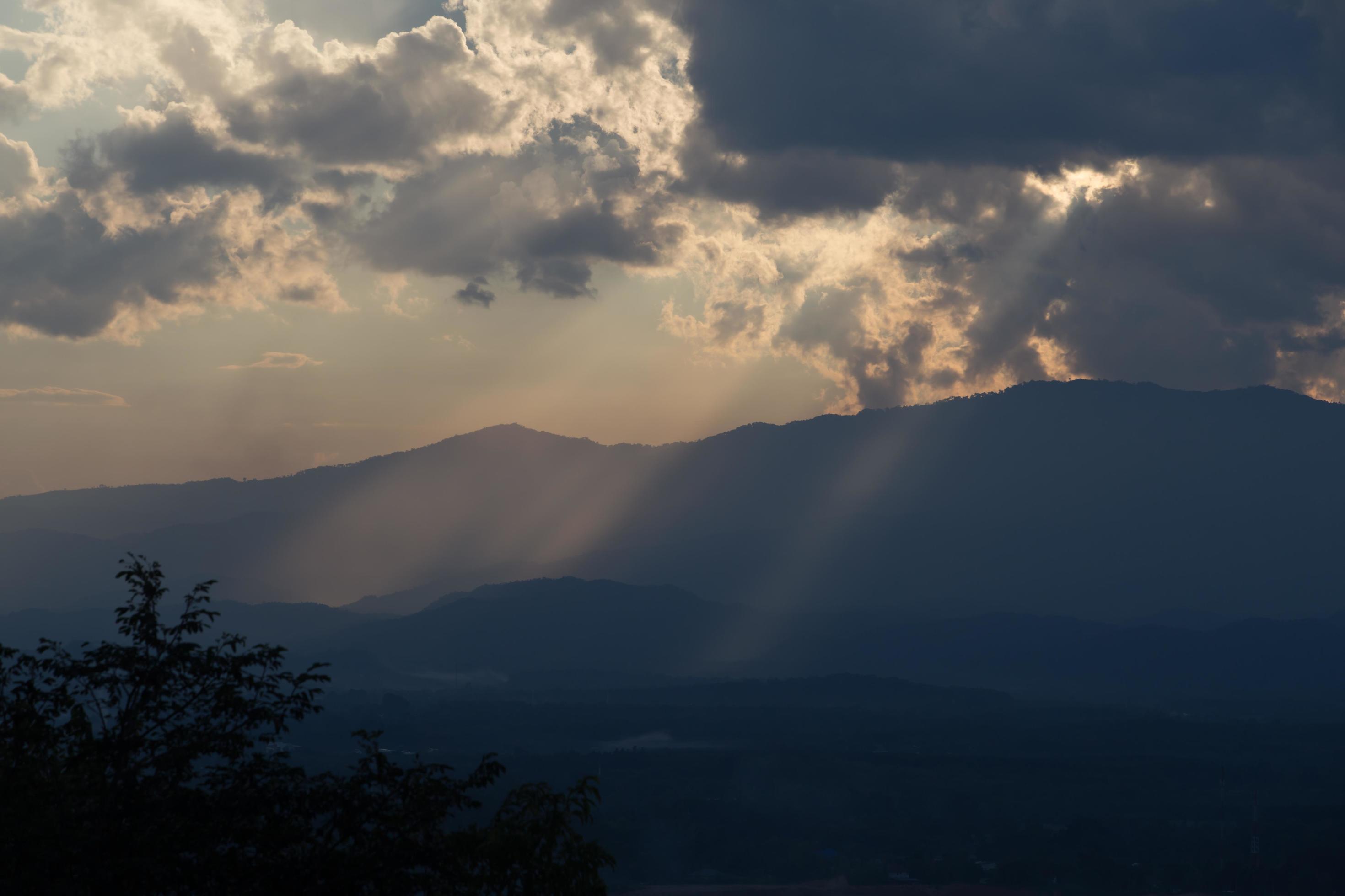 sunrise with clouds, light and rays Stock Free