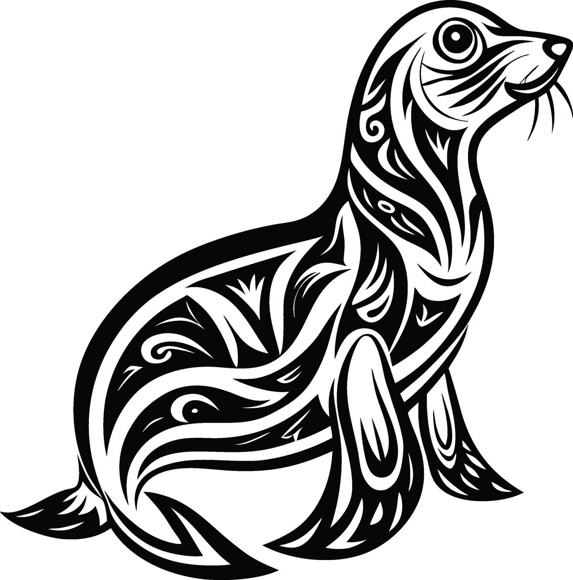 Sea Lion abstract line art Free Vector