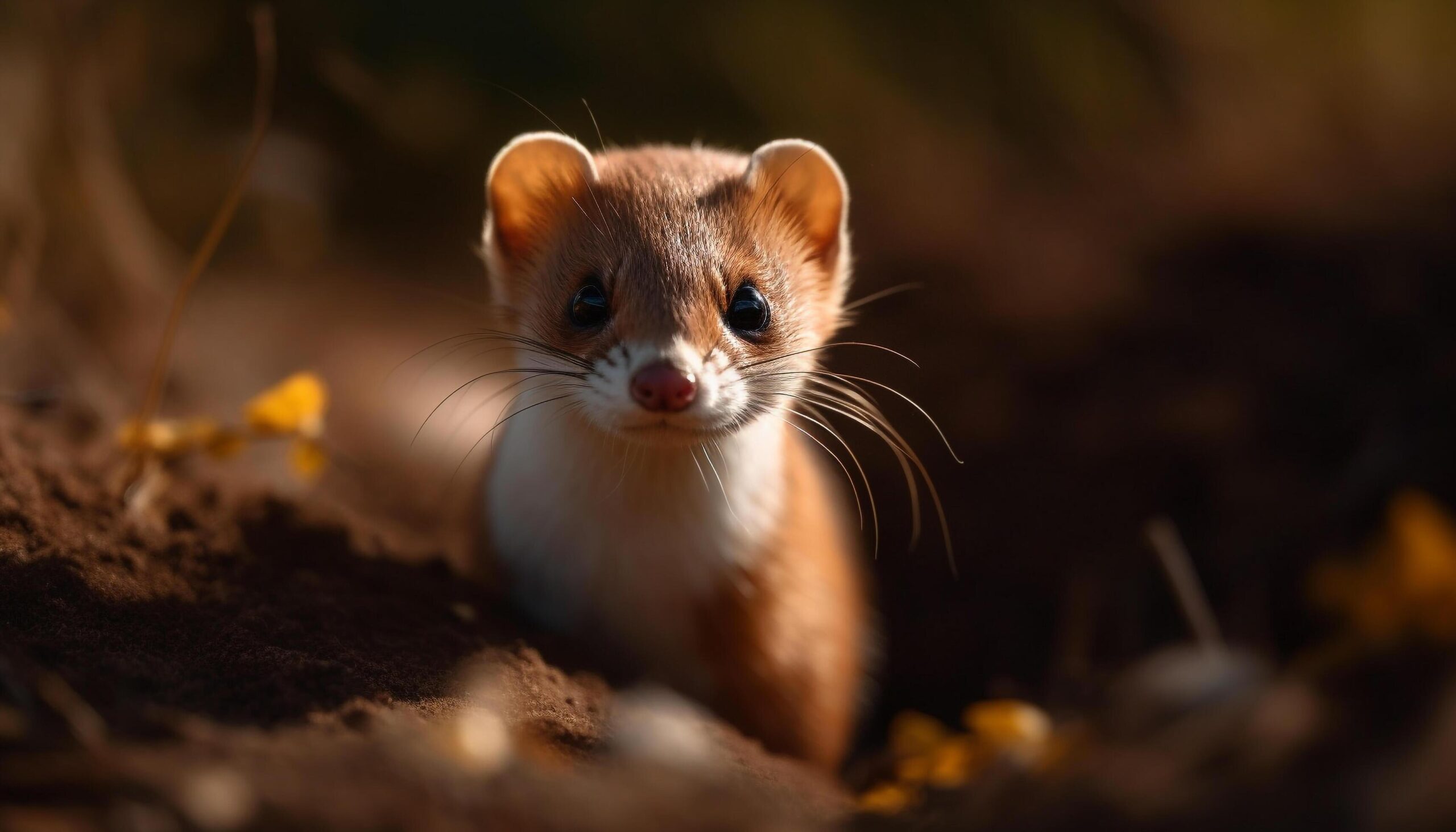 Cute small mammal sitting on a tree, looking at camera generated by AI Free Photo