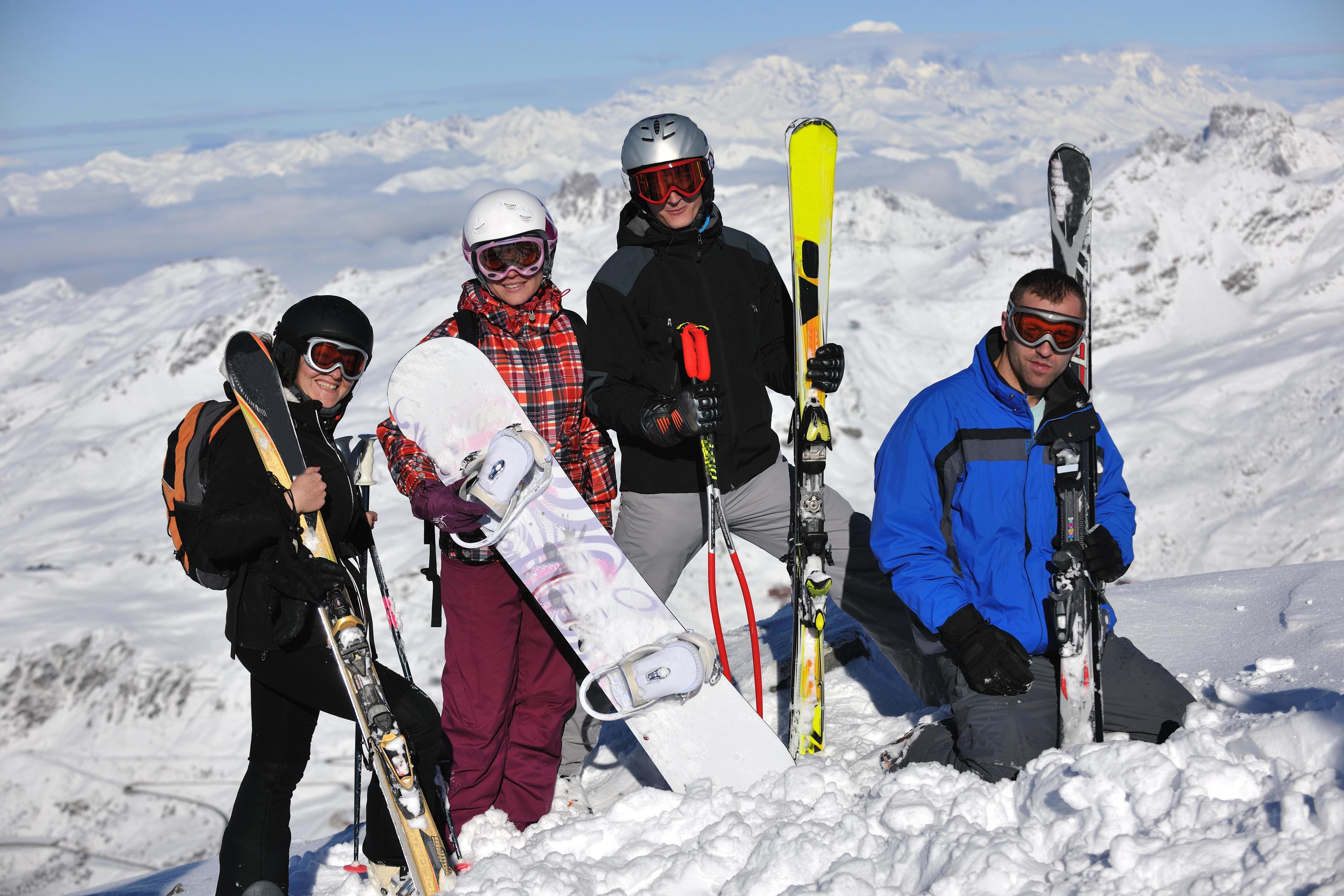 people group on snow at winter season Stock Free