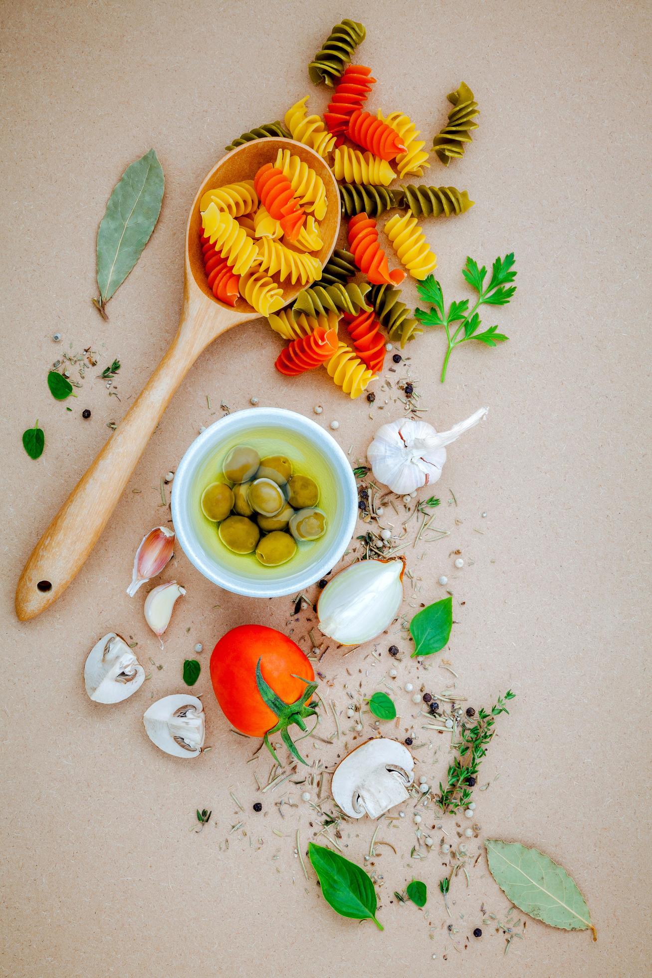 Italian food on brown paper Stock Free