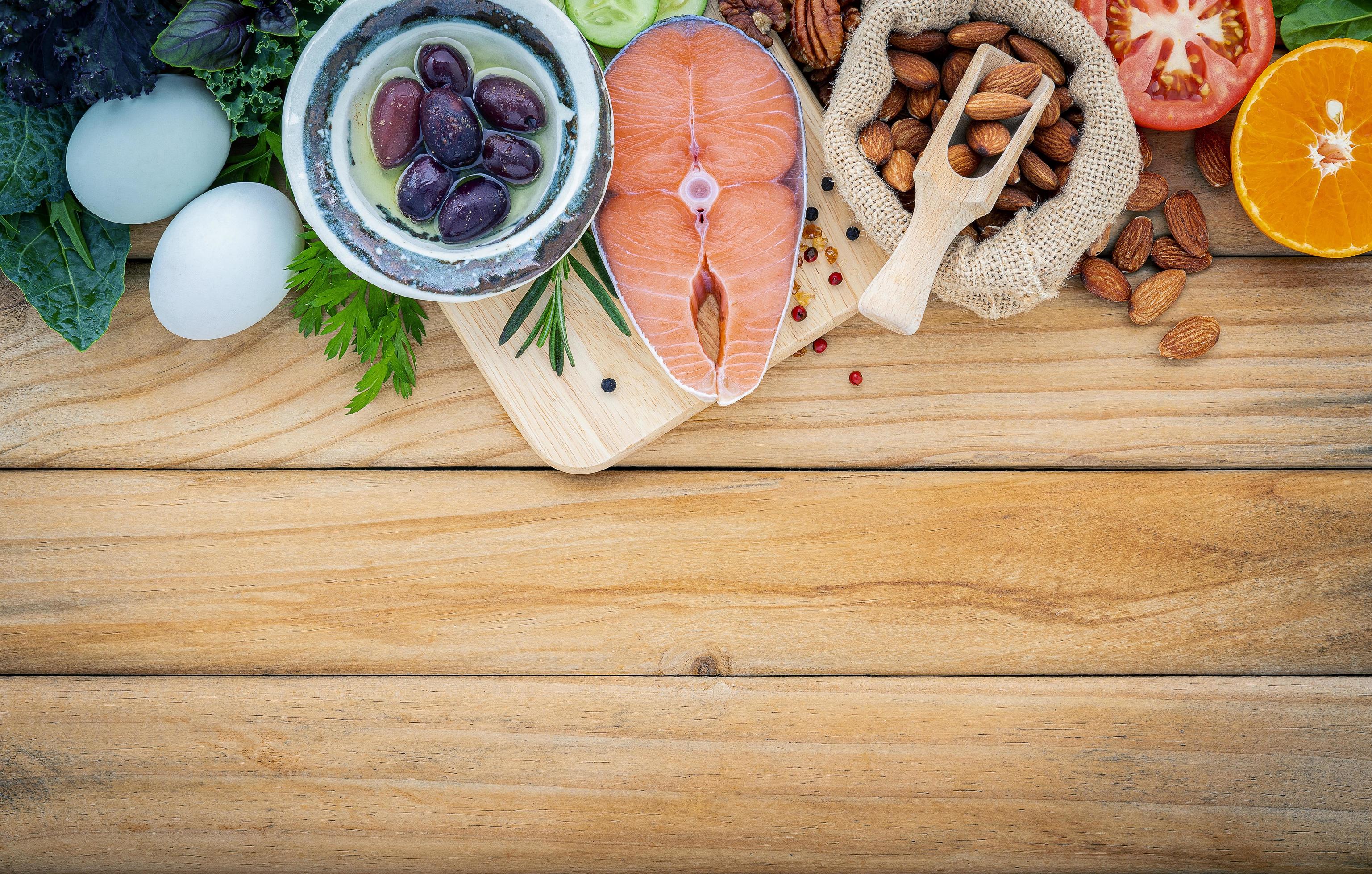 Fresh foods on wood Stock Free