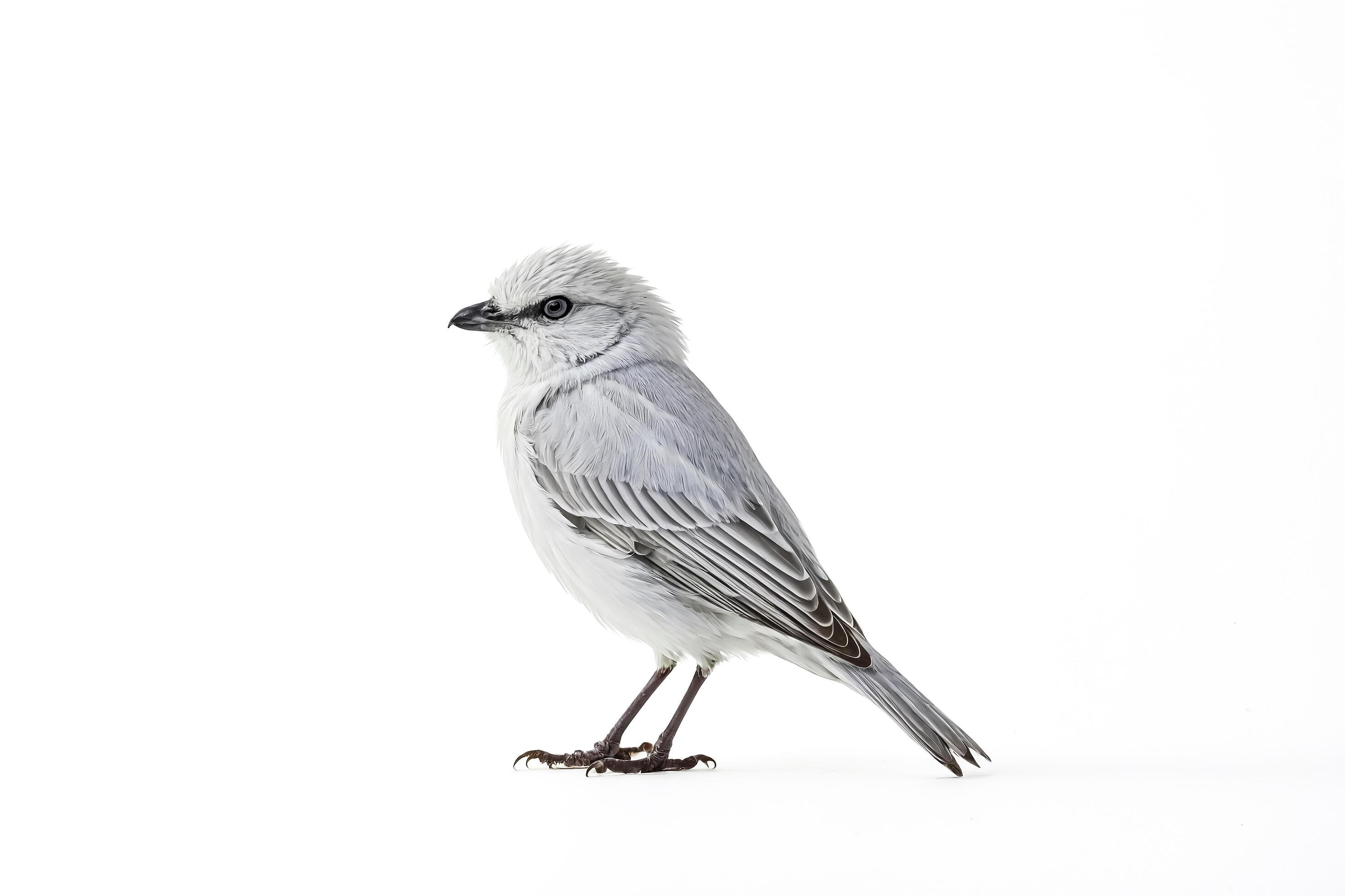 White Bird with Gray Feathers Isolated on White Background Stock Free