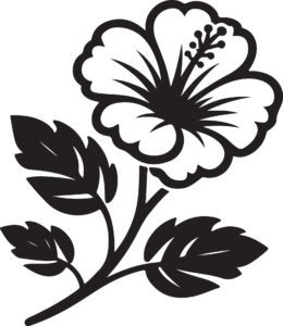 Hibiscus Flower Silhouette Art, Icon Free Vector