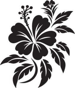 Hibiscus flower black silhouette on white Image Free Vector