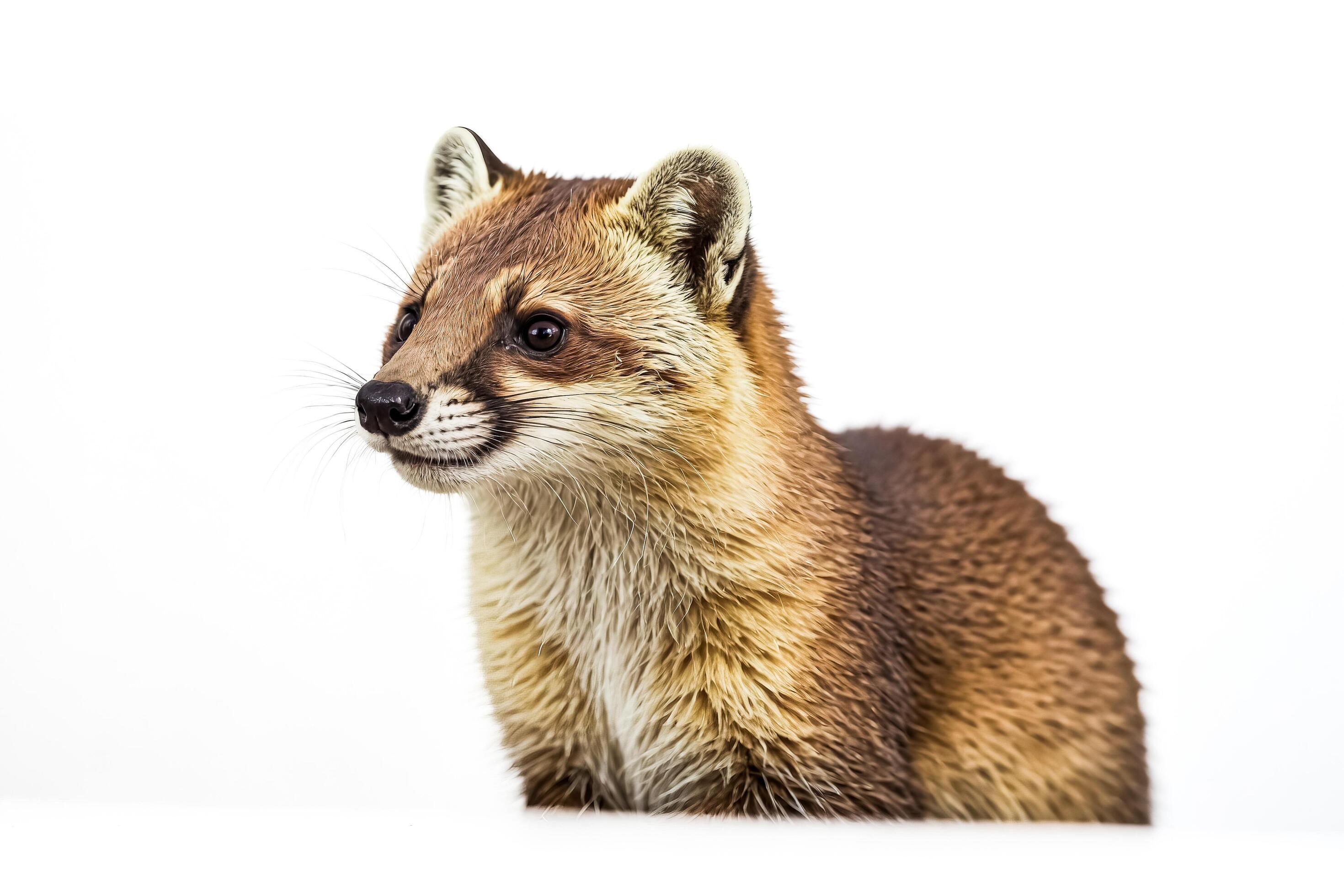 Close-up of a Brown Weasel with White Background Stock Free