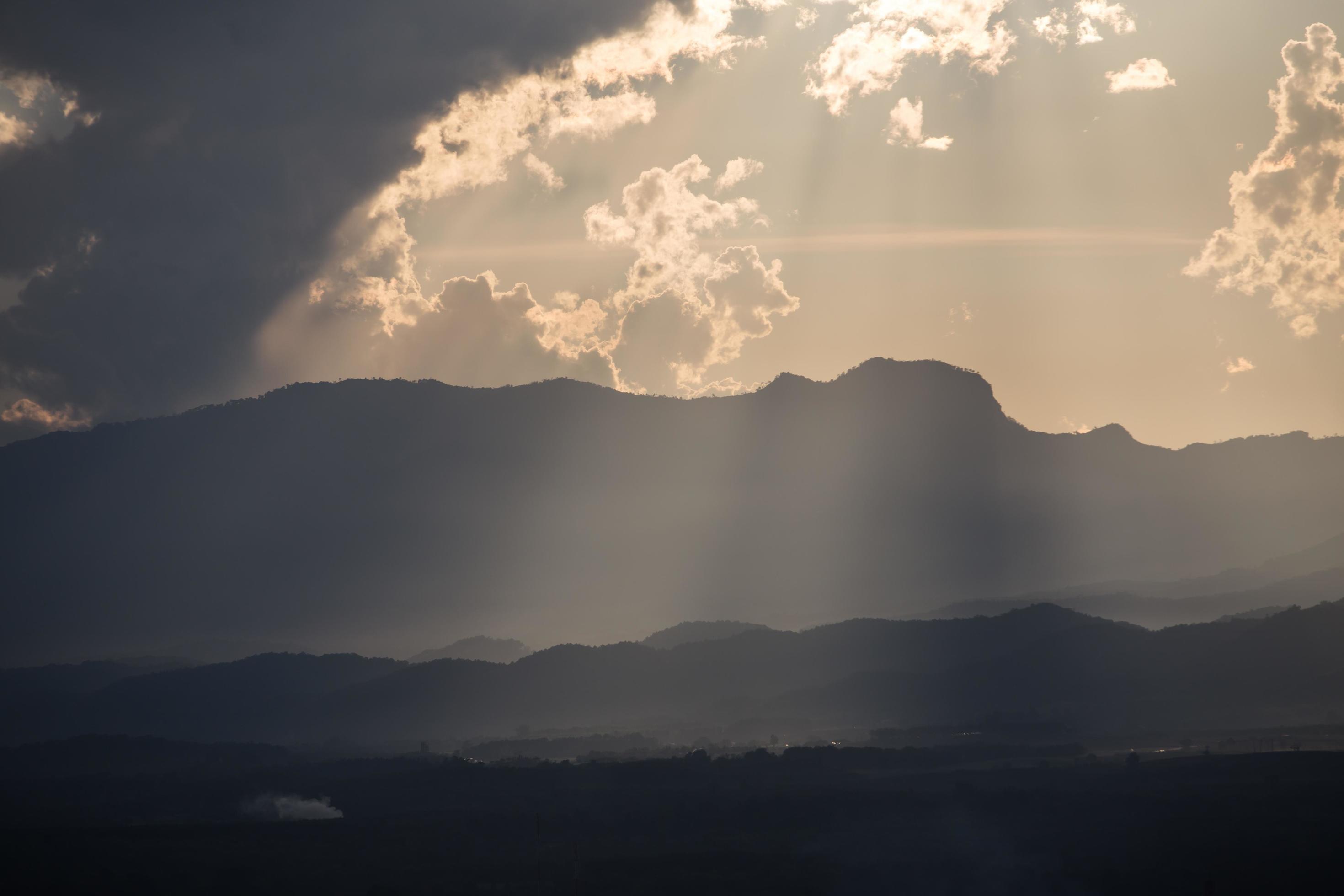 sunrise with clouds, light and rays Stock Free