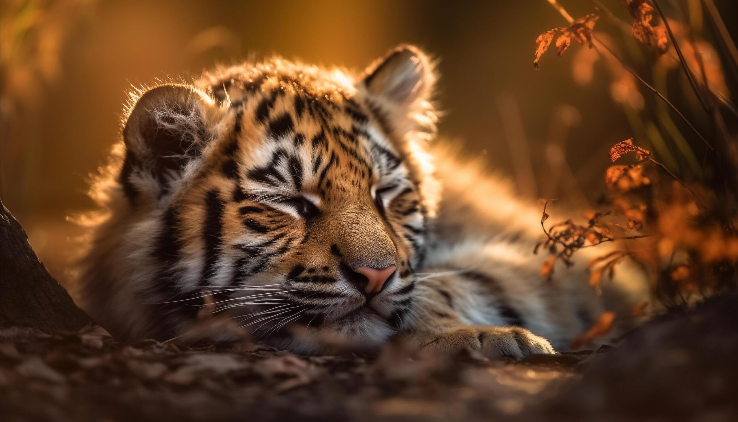 Majestic tiger stares, its striped fur a beauty in nature generated by AI Free Photo