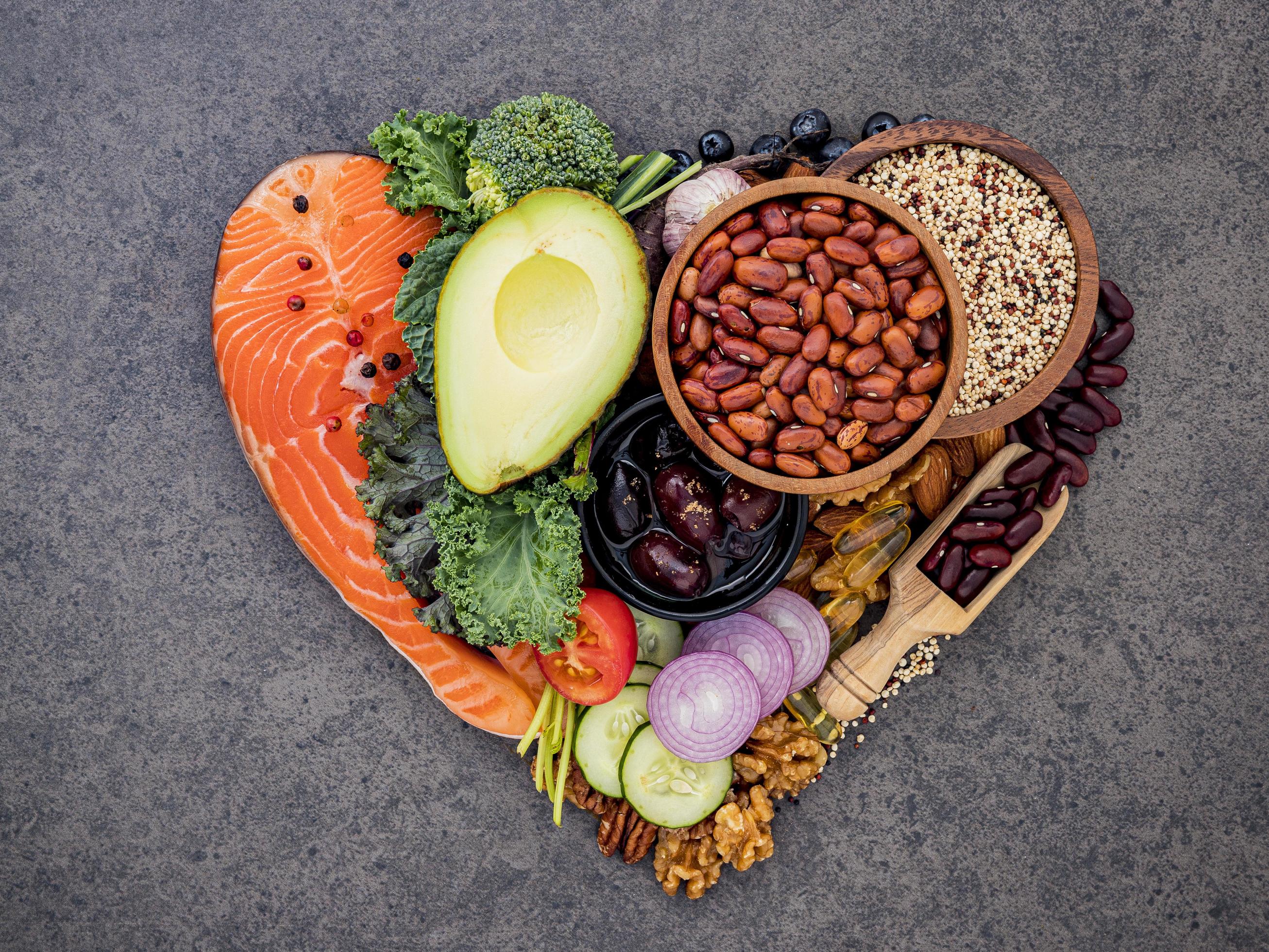 Healthy foods in a shape of a heart Stock Free