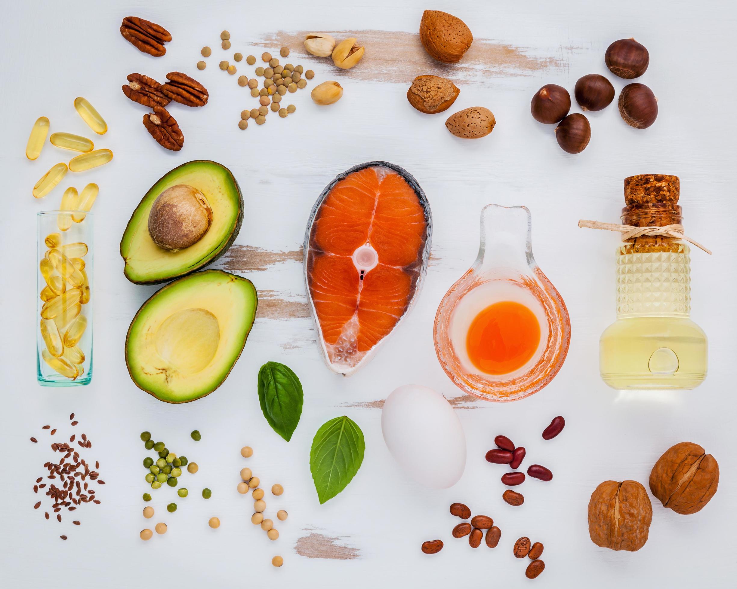 Healthy foods on a shabby white background Stock Free