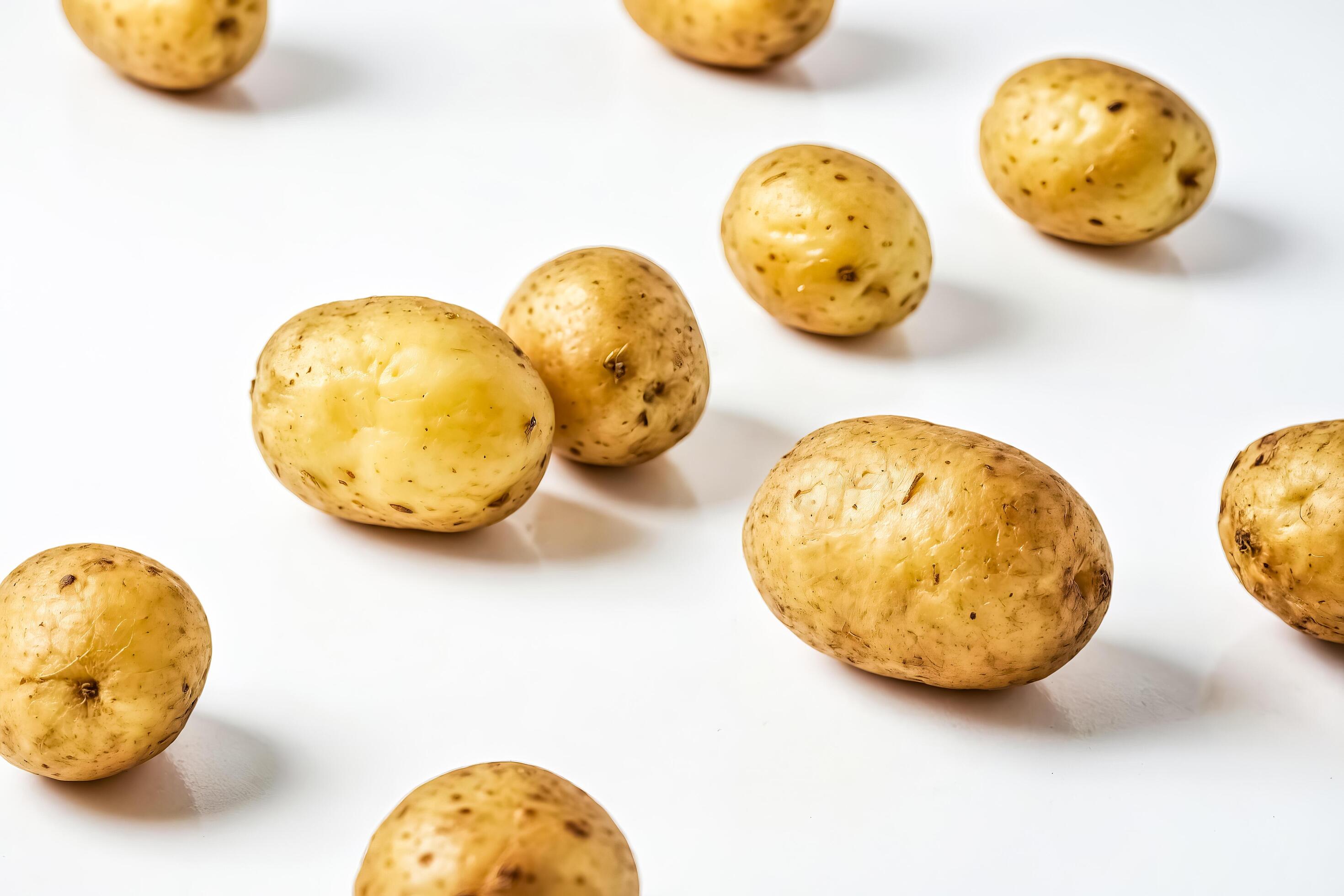 Fresh Yellow Potatoes on White Background Stock Free