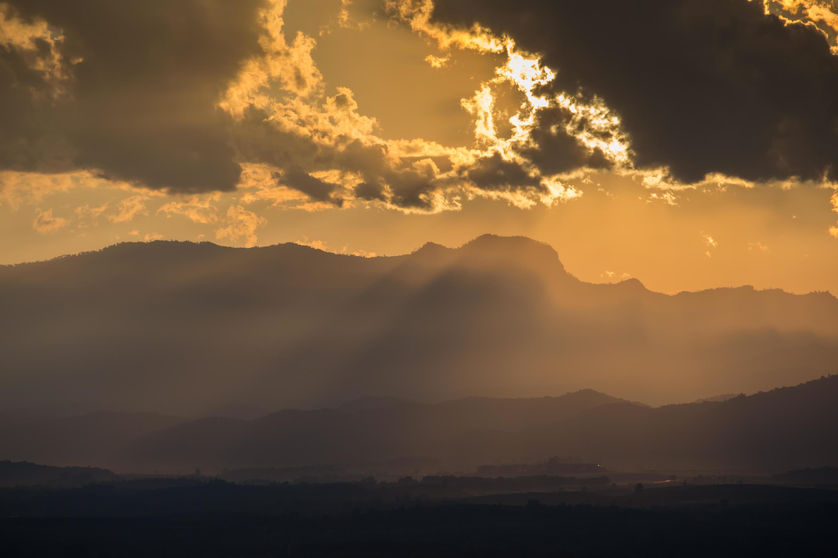 sunrise with clouds, light and rays Stock Free