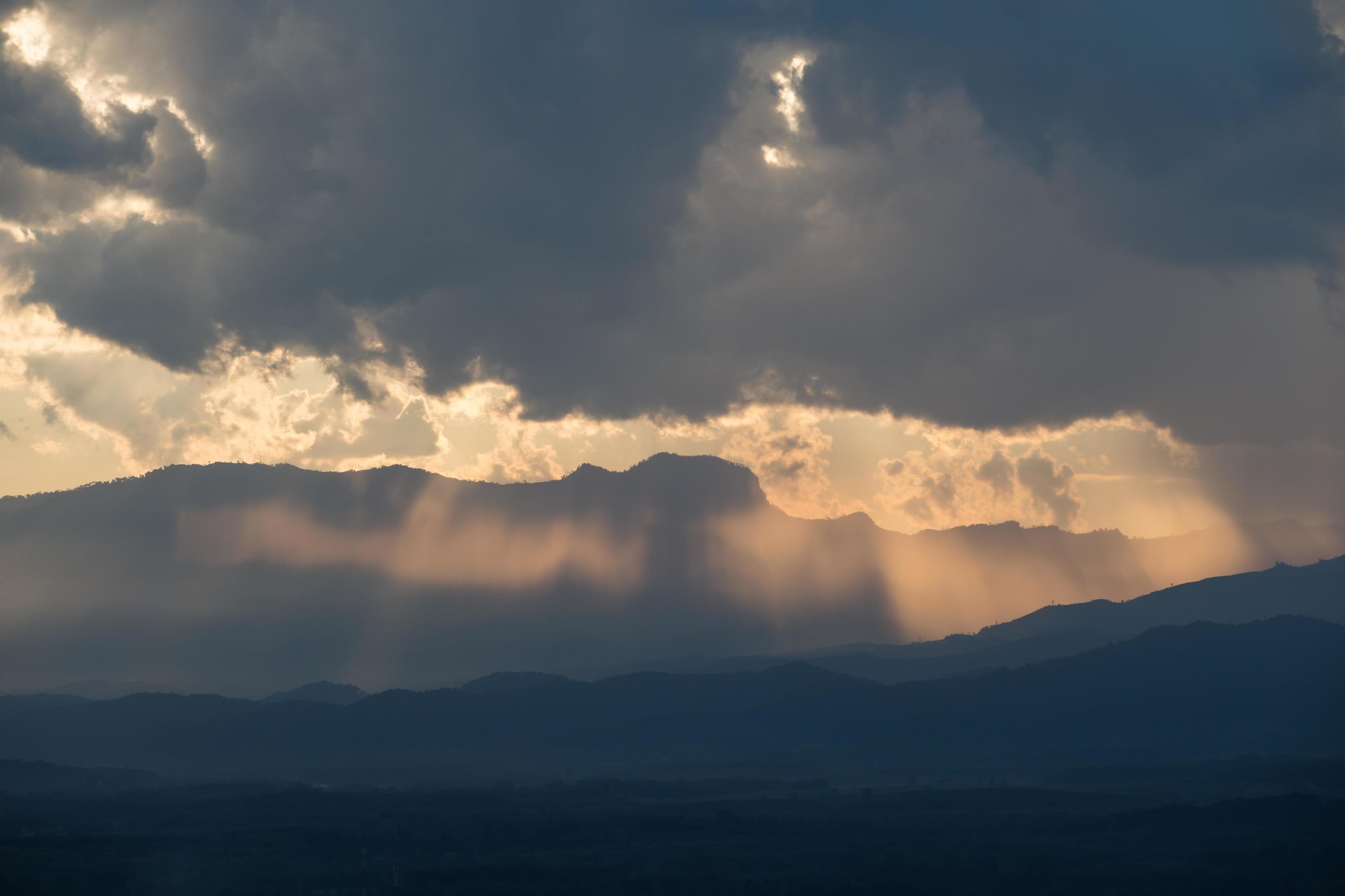 sunrise with clouds, light and rays Stock Free