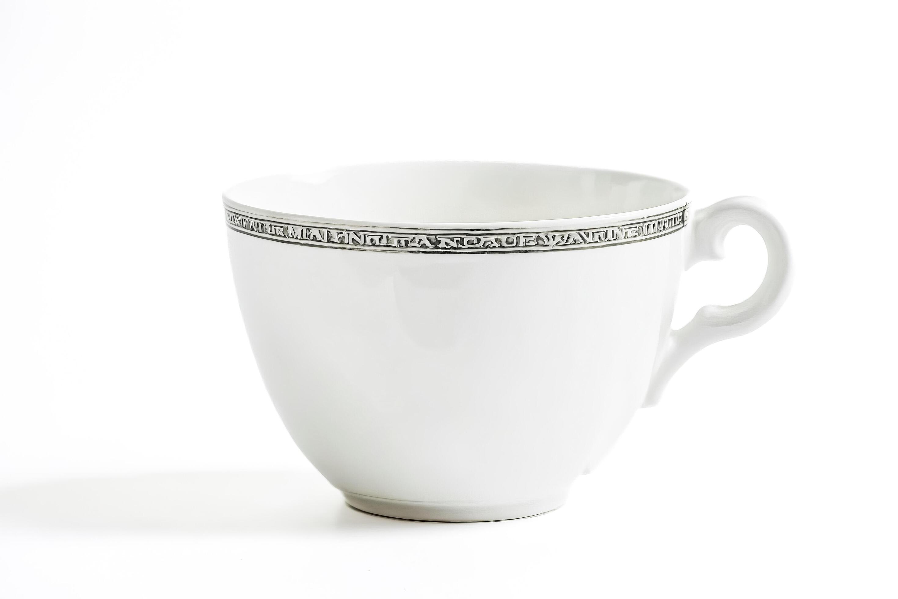 White Teacup with Silver Trim Isolated on White Background Stock Free