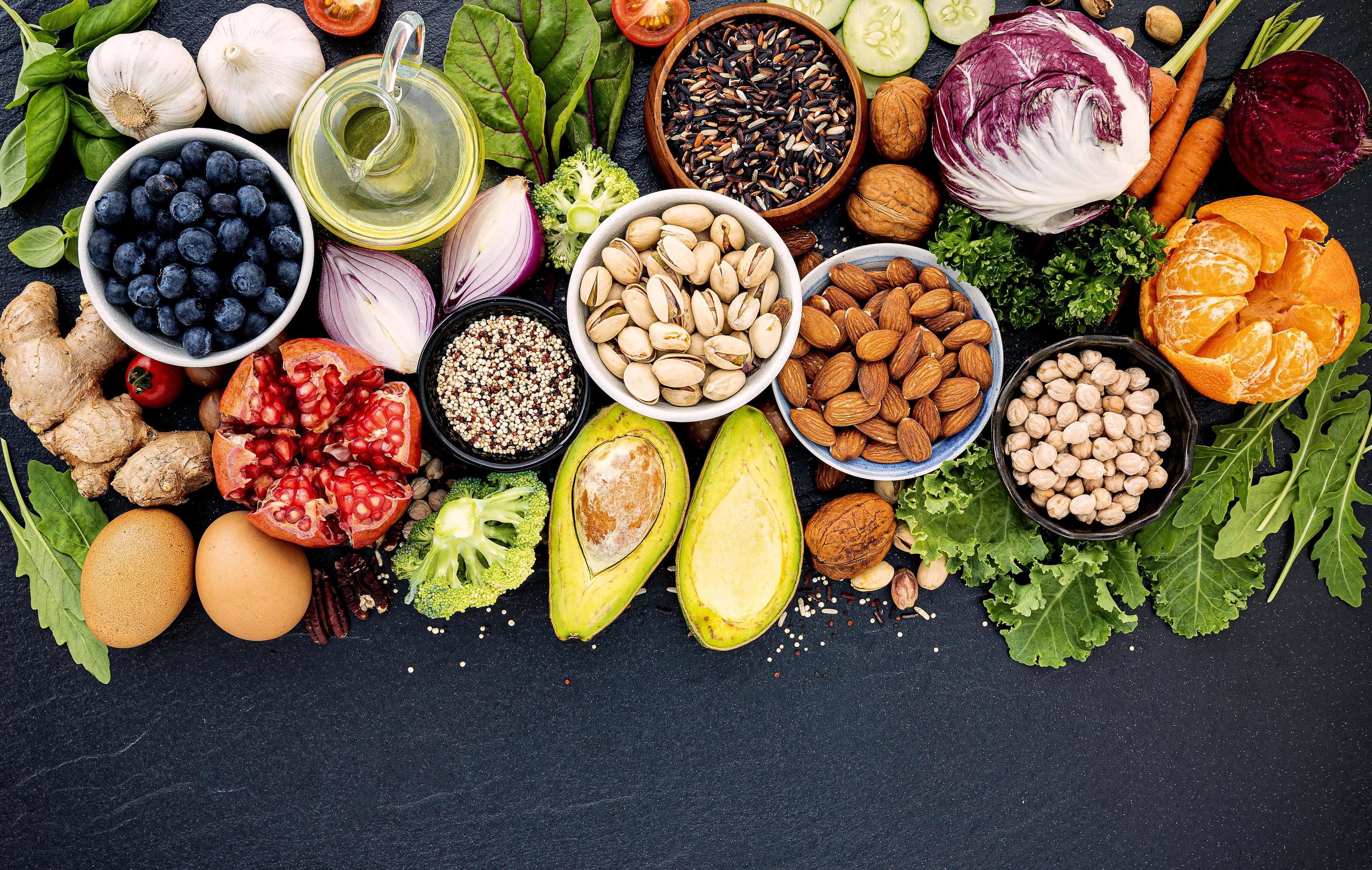 Healthy food on a dark background Stock Free