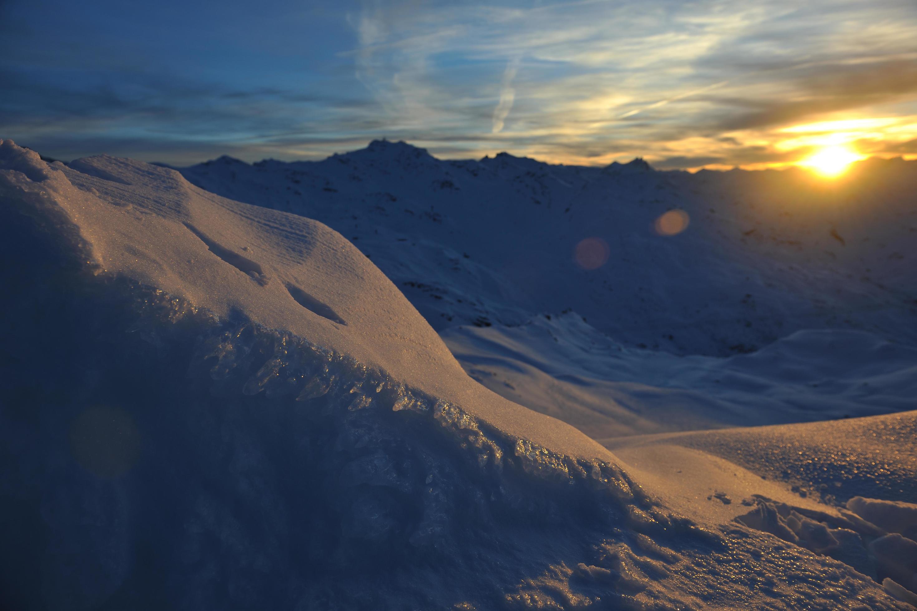 mountain snow sunset Stock Free