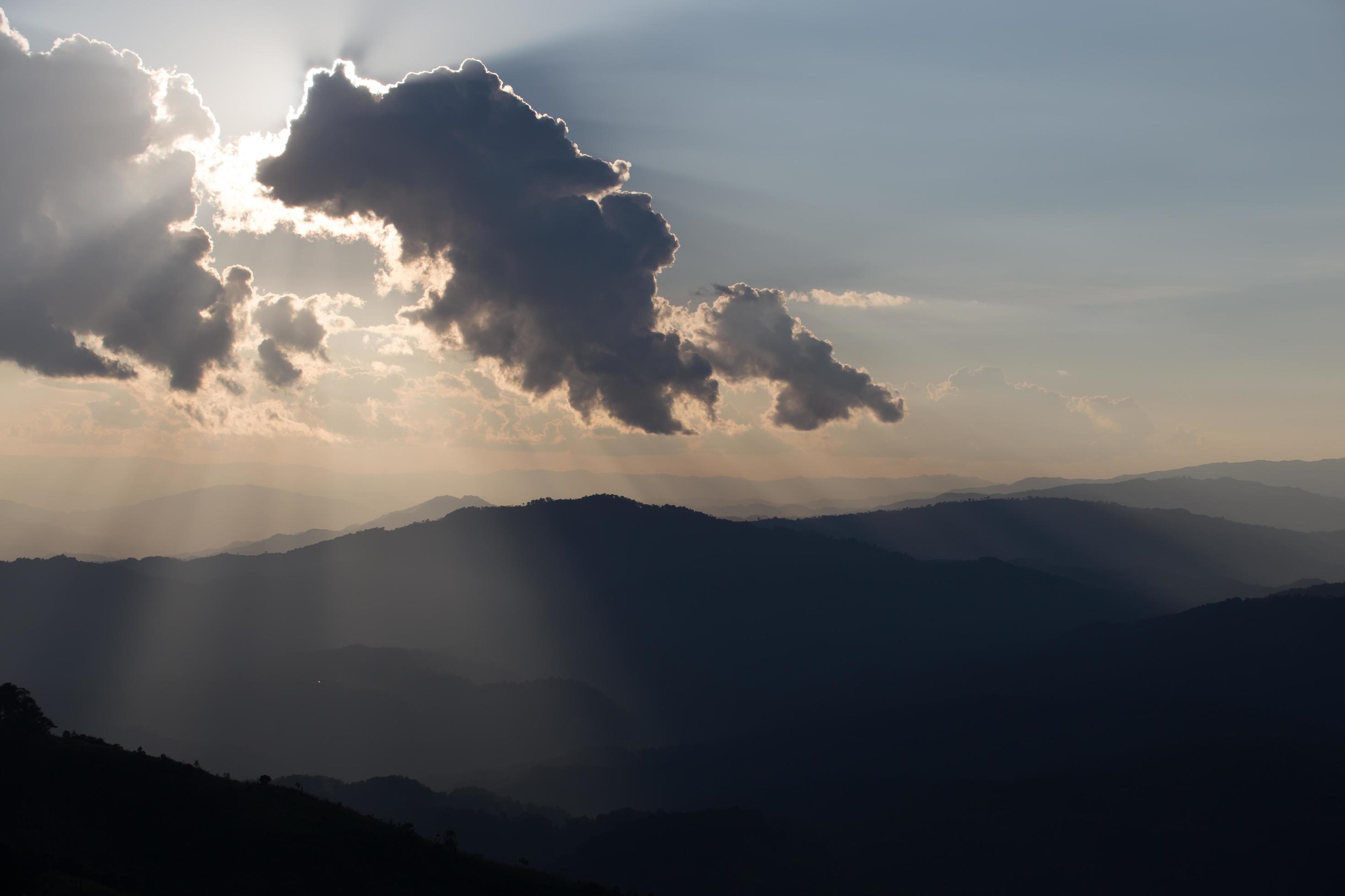 sunrise with clouds, light and rays Stock Free